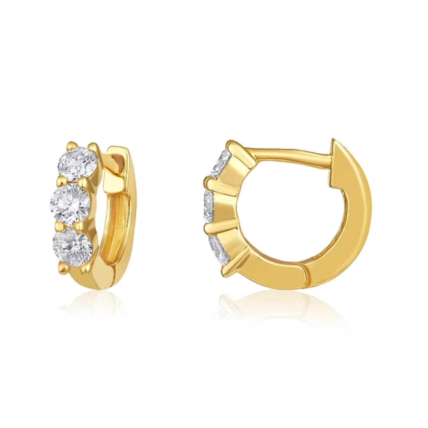 CLA EARRINGS 14K Gold 0.8ct Natural Diamond Chunky Huggie Earrings