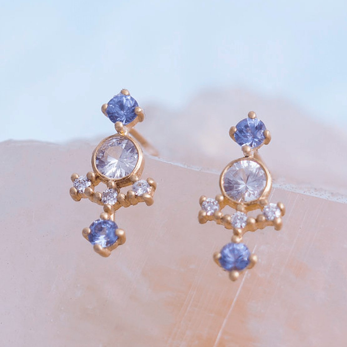 Carter Eve Jewelry EARRINGS 14K Gold Echo Sapphire Stud Earrings