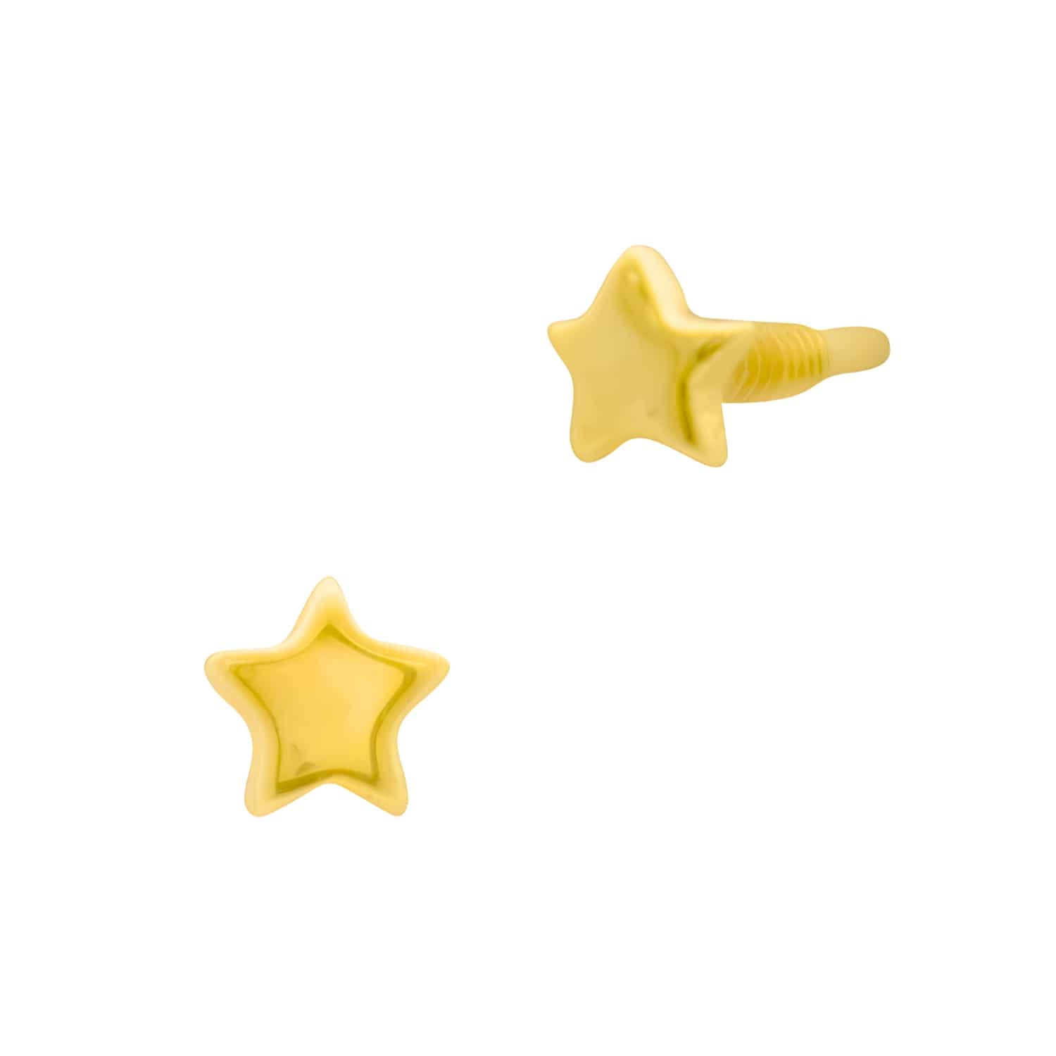 Curated Los Angeles Earrings Single 14K Yellow Gold 2.0mm Star Internally Threaded Labret Stud Top