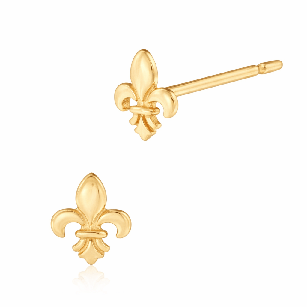 Curated Los Angeles Earrings 14K Yellow Gold 4.9x4mm Fleur De Lis Stud Earring