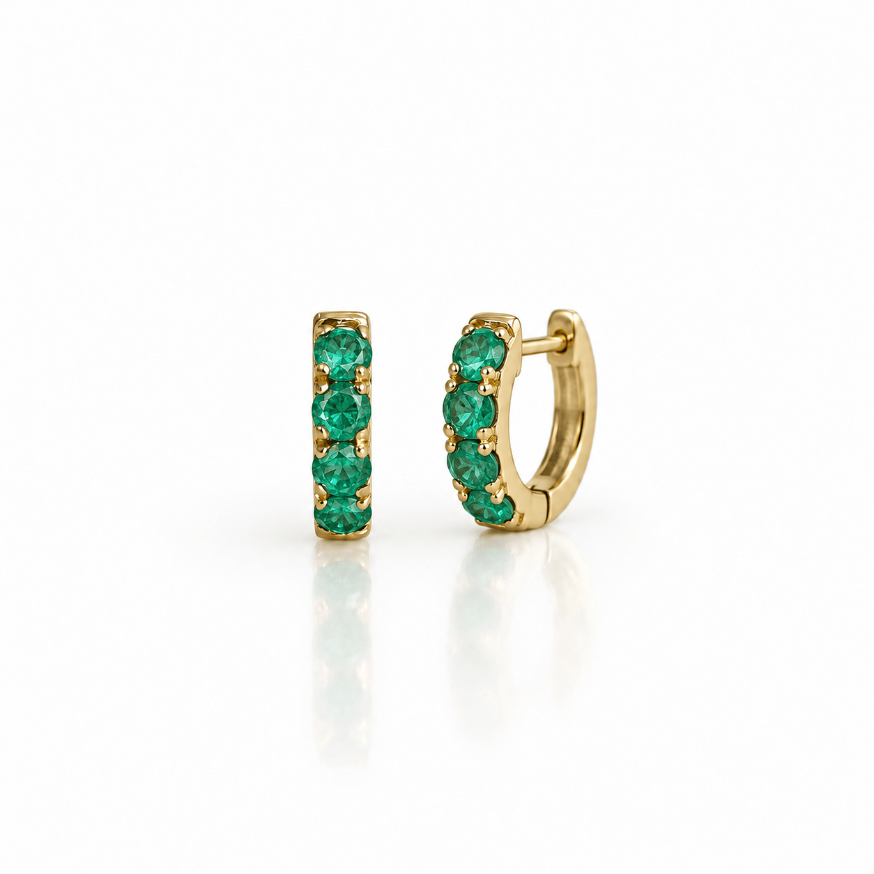 Curated Los Angeles Earrings 14K Yellow Gold Emerald Huggie Hoop Earring