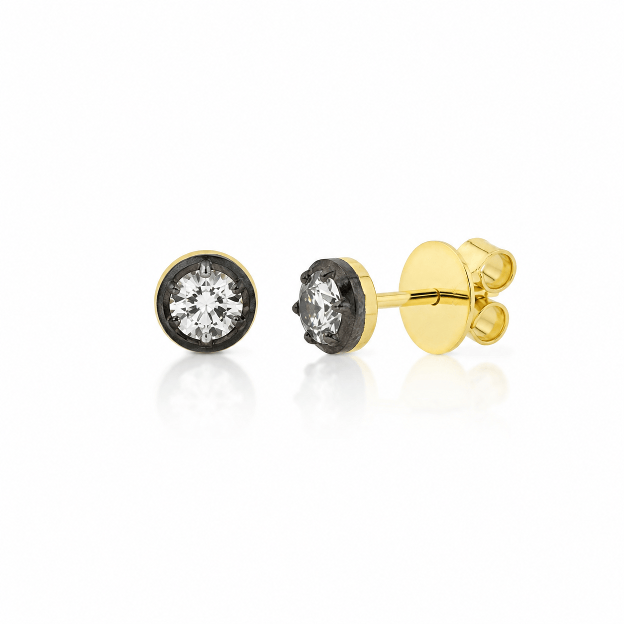 CLA EARRINGS 18K Yellow Gold Six-Prong Diamond Stud Earrings