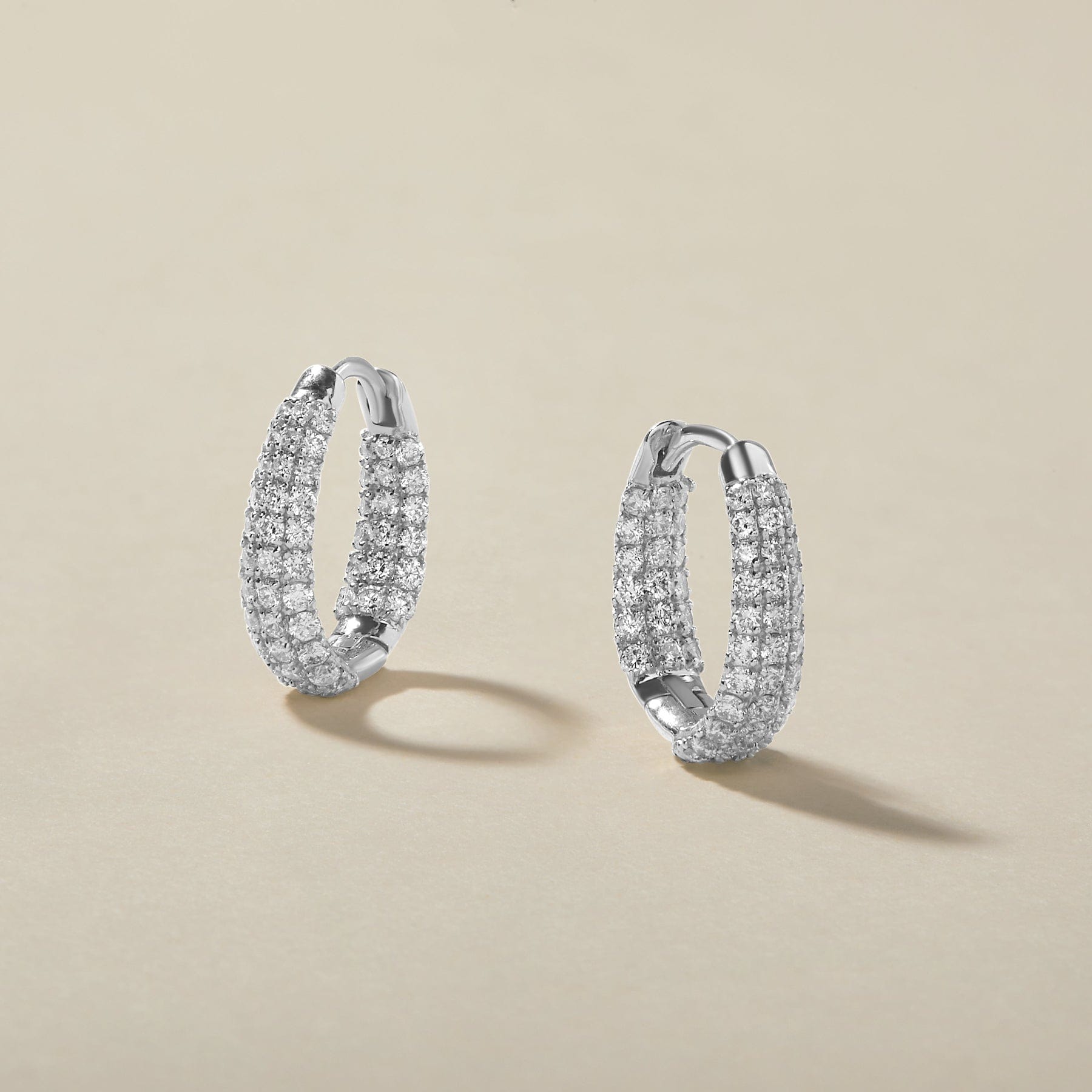 CLA EARRINGS 3 Row Tapered Diamond Huggie Earrings