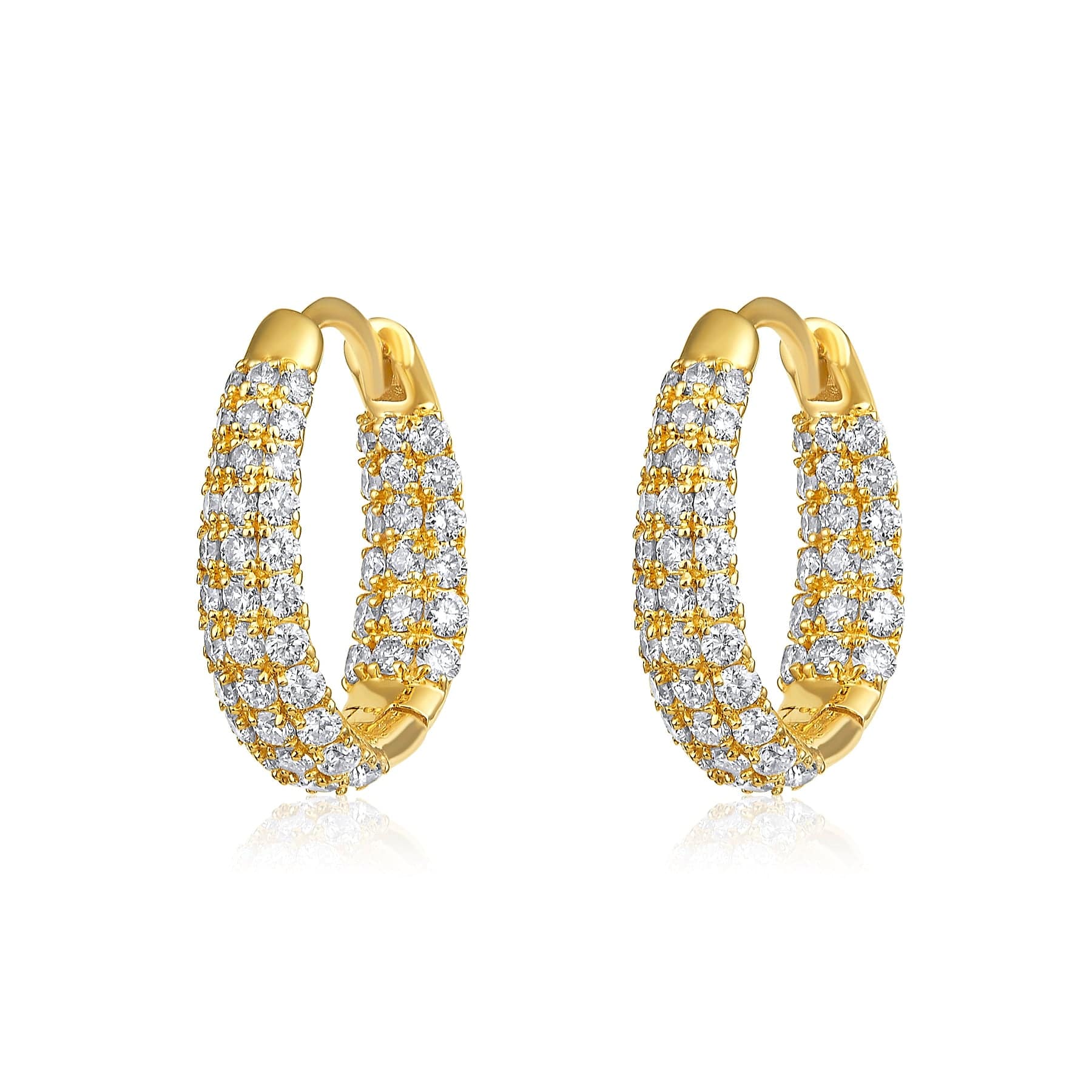 CLA EARRINGS 3 Row Tapered Diamond Huggie Earrings