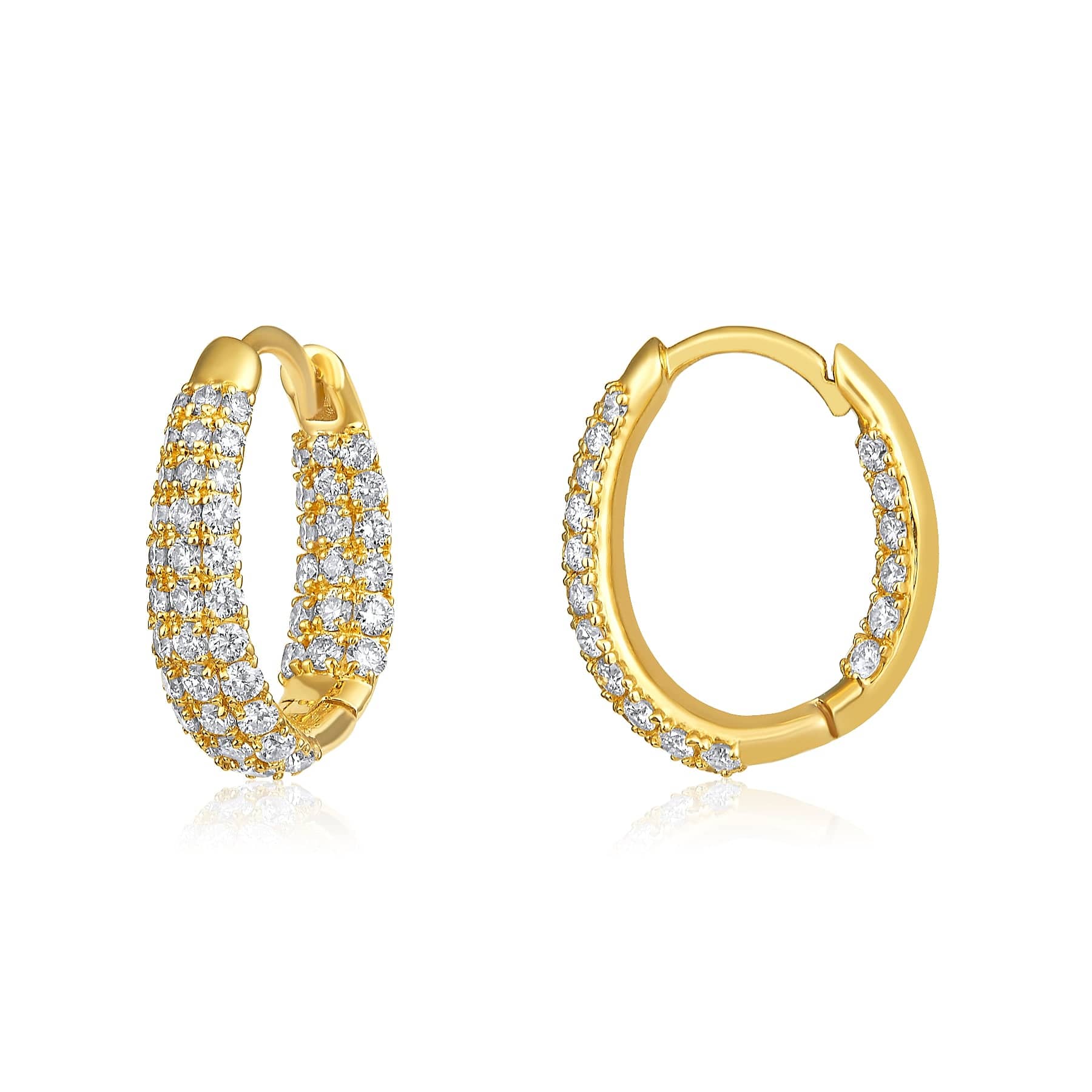 CLA EARRINGS 3 Row Tapered Diamond Huggie Earrings