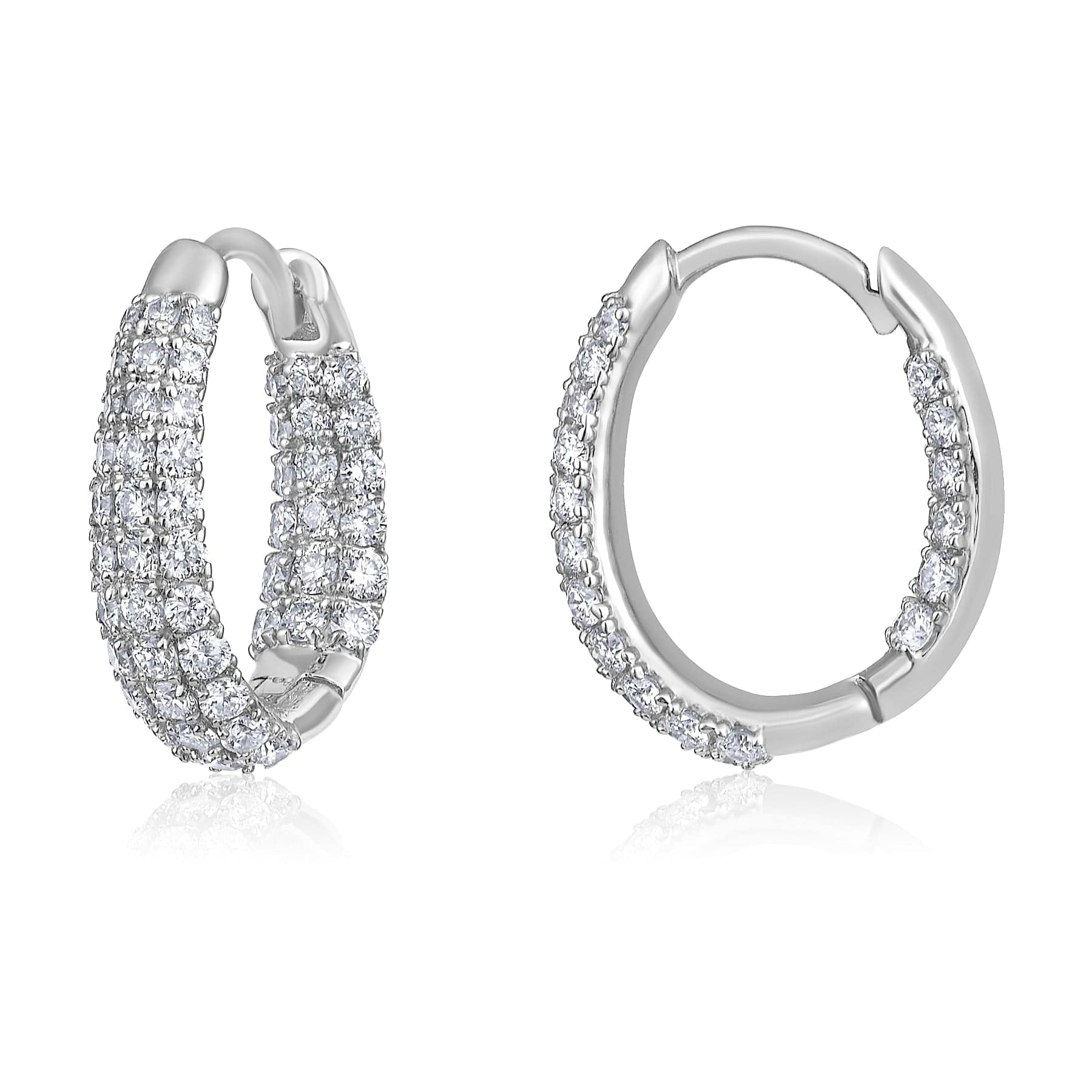 CLA EARRINGS 3 Row Tapered Diamond Huggie Earrings