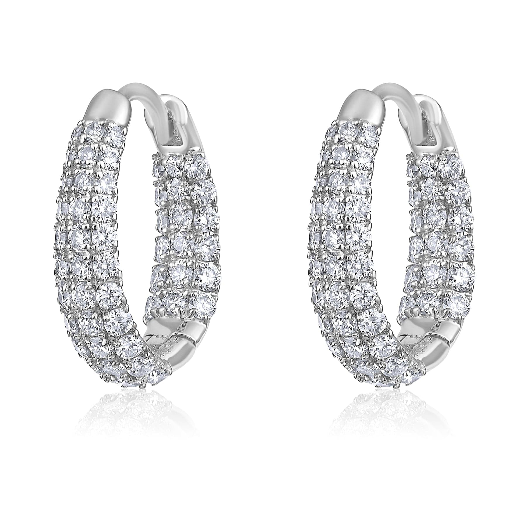 CLA EARRINGS 3 Row Tapered Diamond Huggie Earrings
