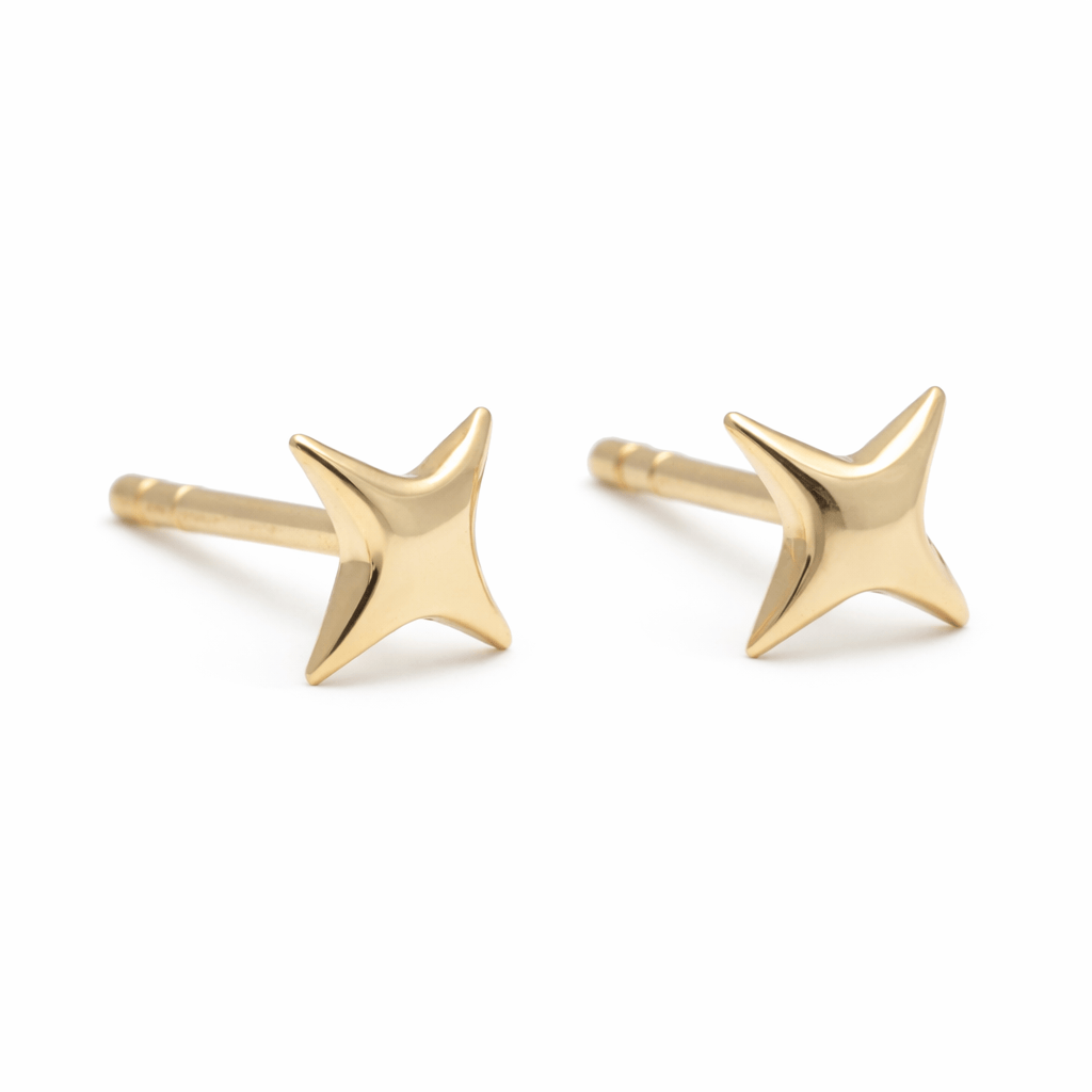 CLA EARRINGS 4 Point Twinkling Star Stud Large