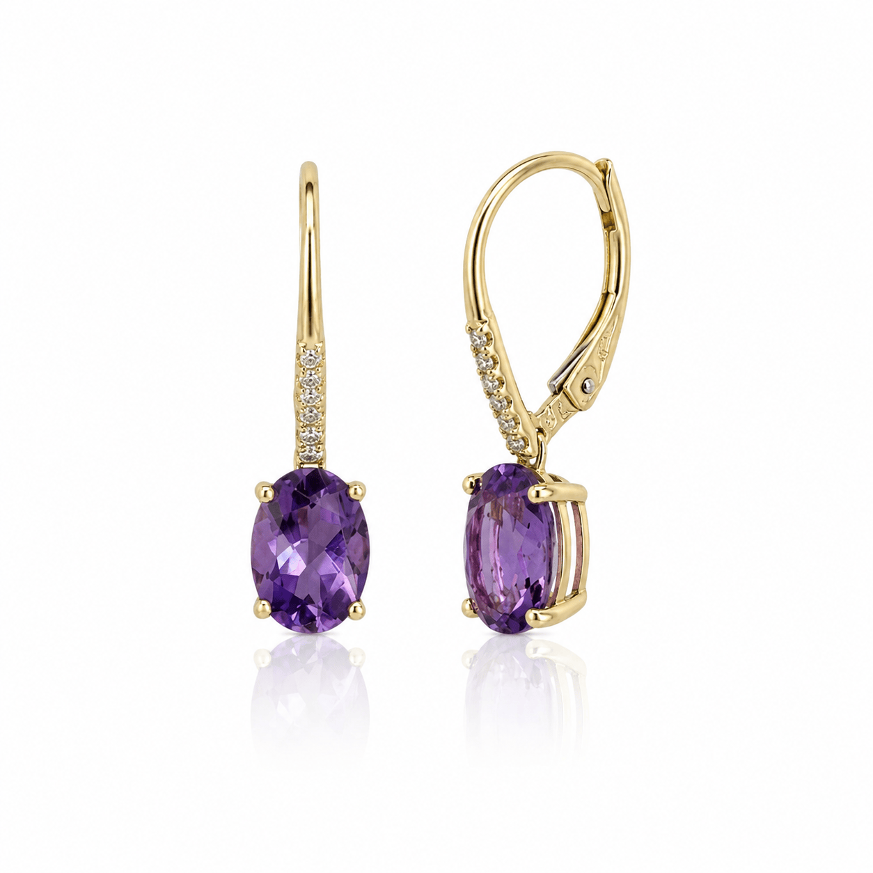 CLA EARRINGS Amethyst & Diamond Drop Earrings