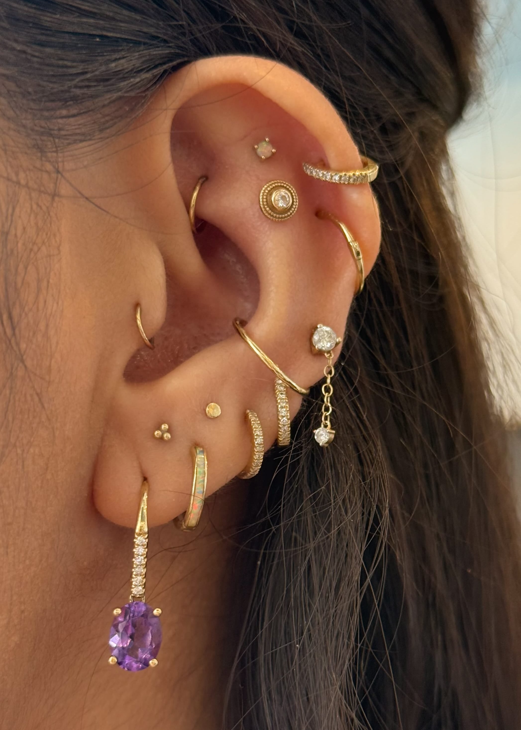 CLA EARRINGS Amethyst & Diamond Drop Earrings