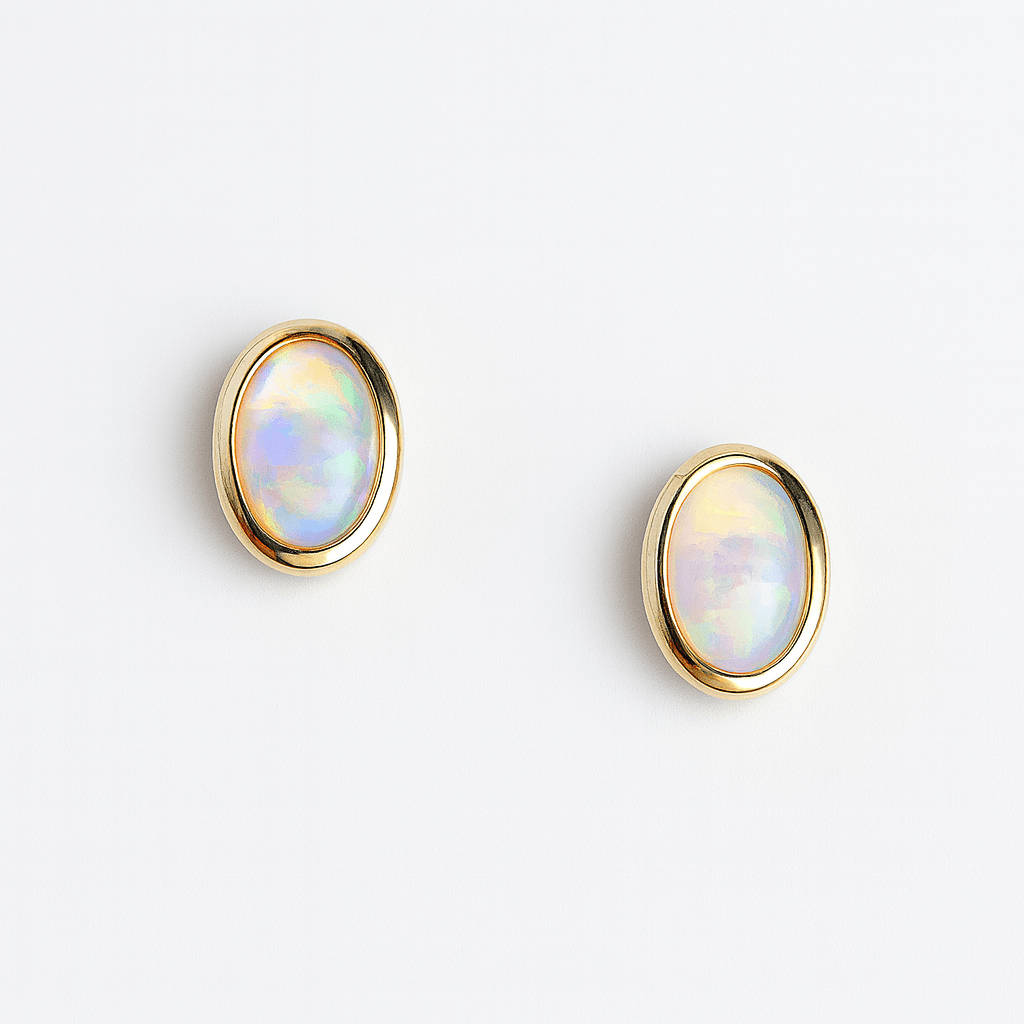 Fade to Black EARRINGS Australian Opal Bezel Set Opal Studs