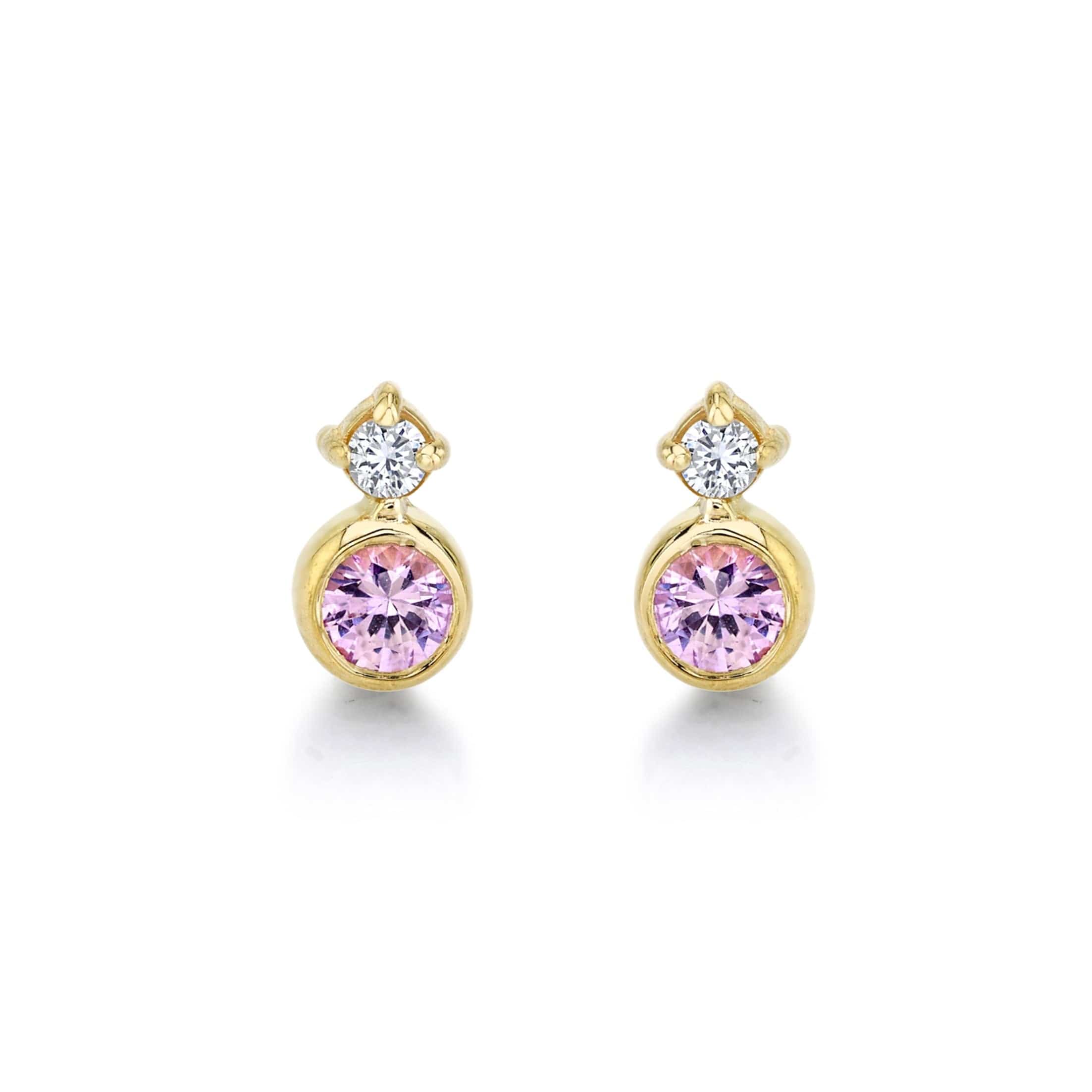 Carter Eve Jewelry EARRINGS Baby Huntress Pink Sapphire Diamond Studs