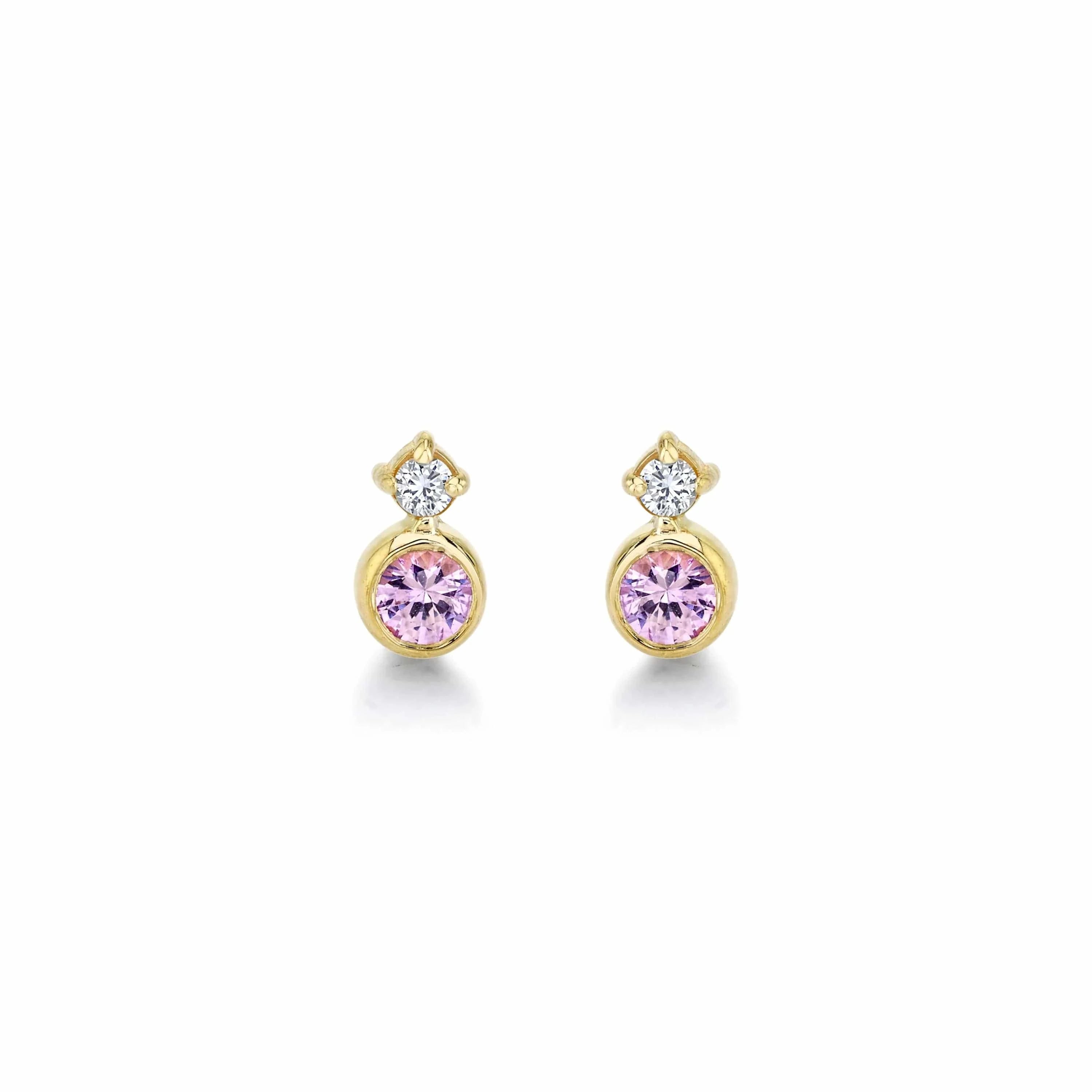 Carter Eve Jewelry EARRINGS Baby Huntress Studs with Pink Sapphires and Diamonds