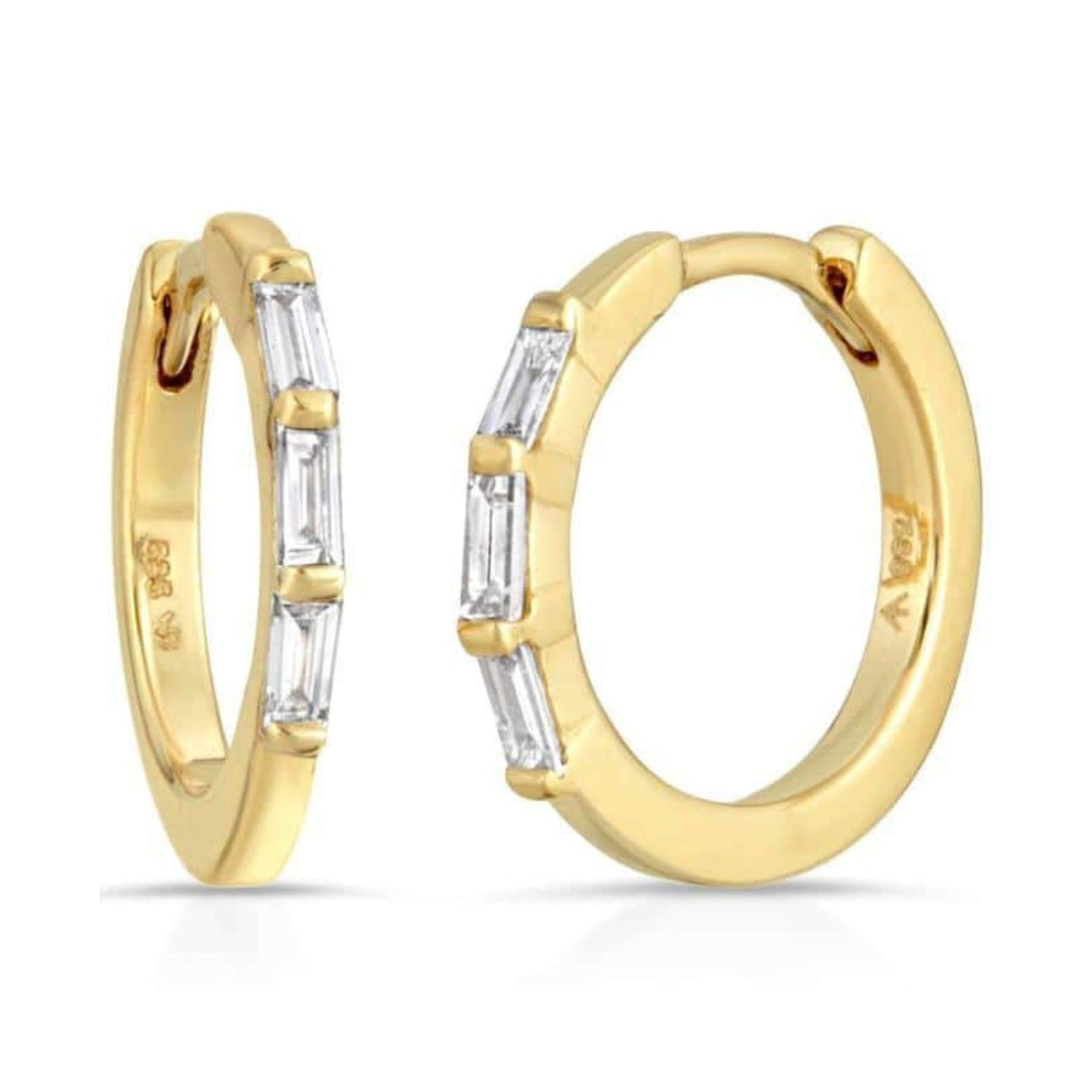 CLA EARRINGS Baguette Diamond Huggies