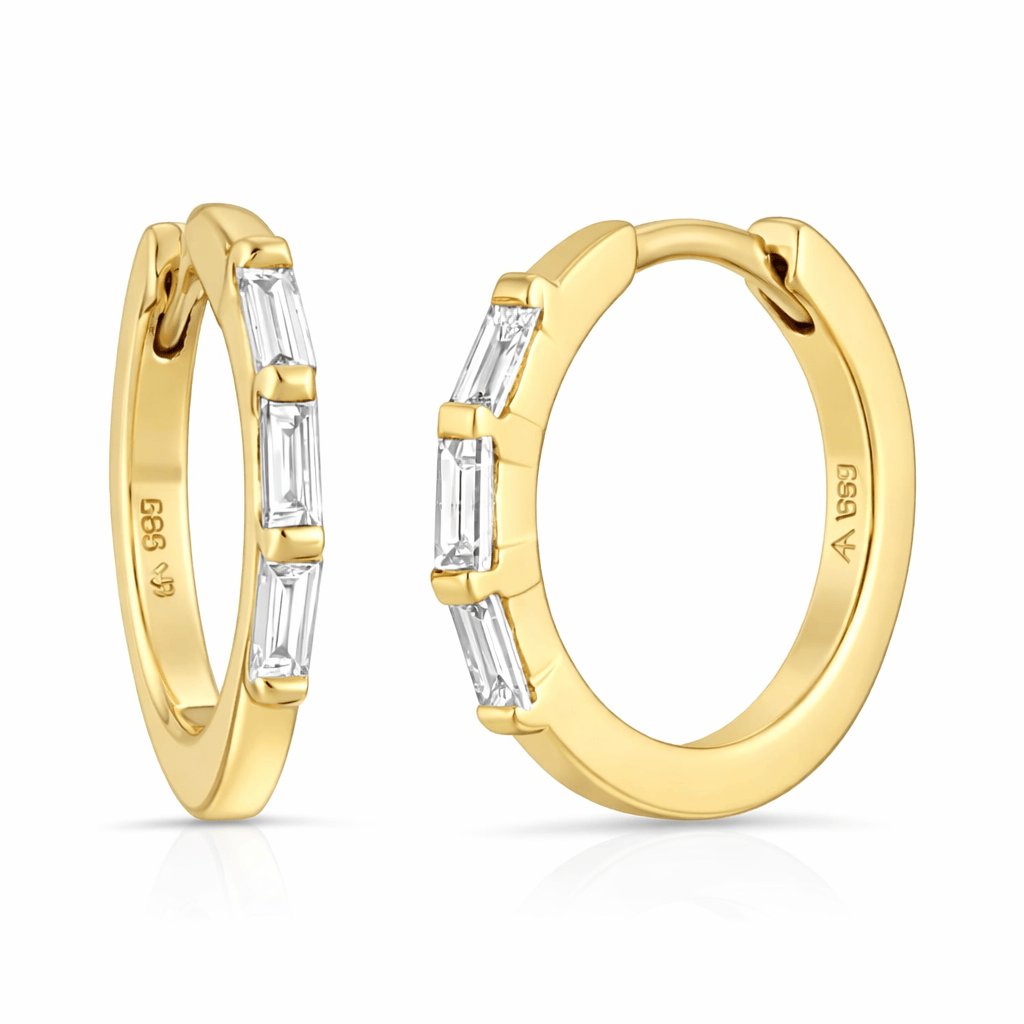 CLA EARRINGS Baguette Diamond Huggies