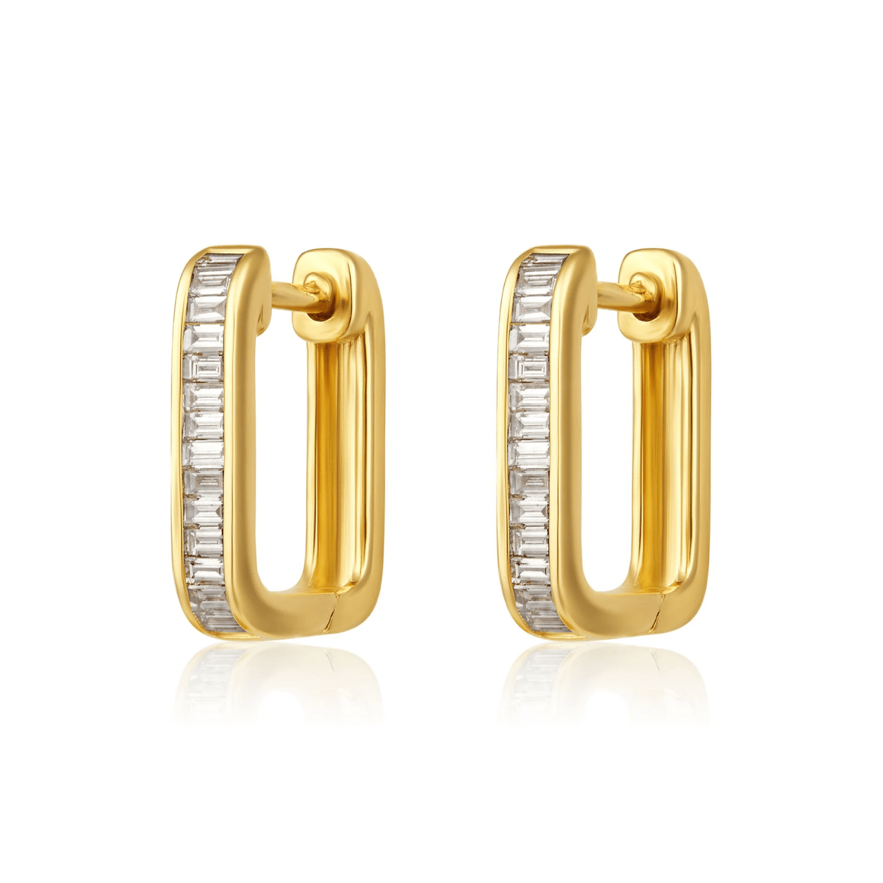 Curated Los Angeles EARRINGS Baguette Diamond Rectangle Huggie Earrings