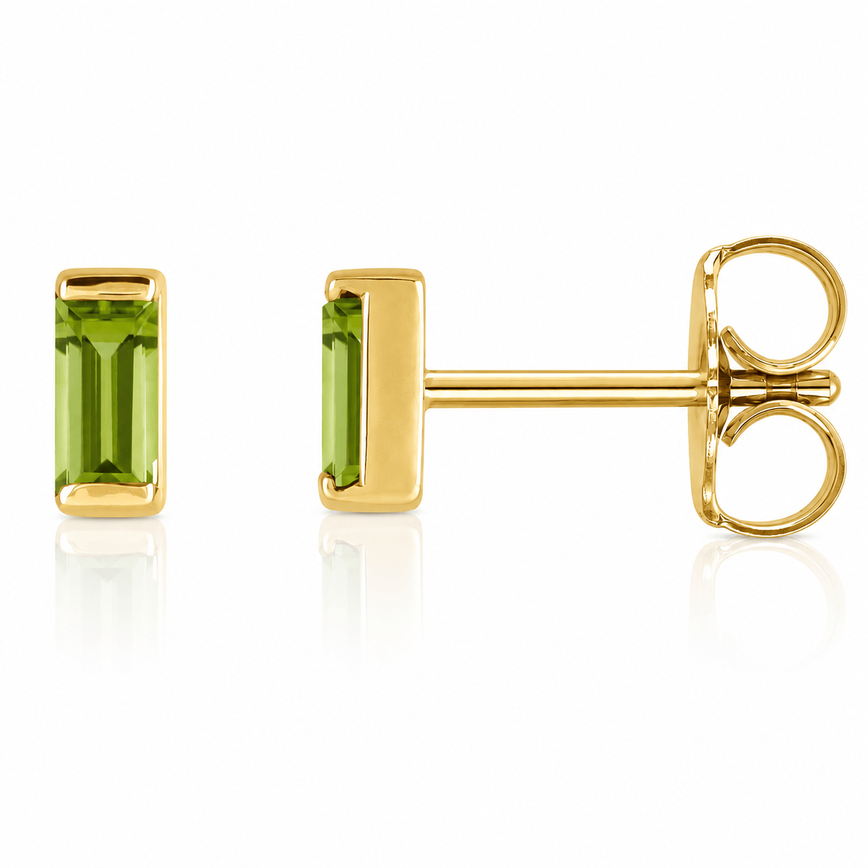 CLA EARRINGS Baguette Peridot Stud Earrings