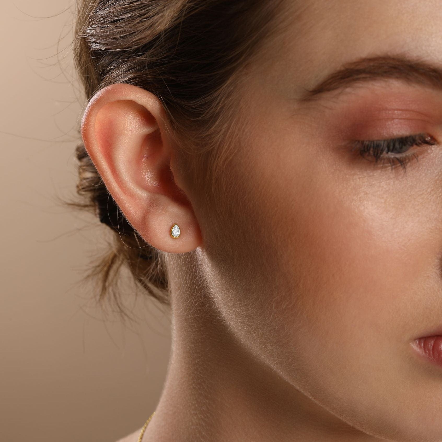 CLA EARRINGS Bezel Set Pear Diamond Studs