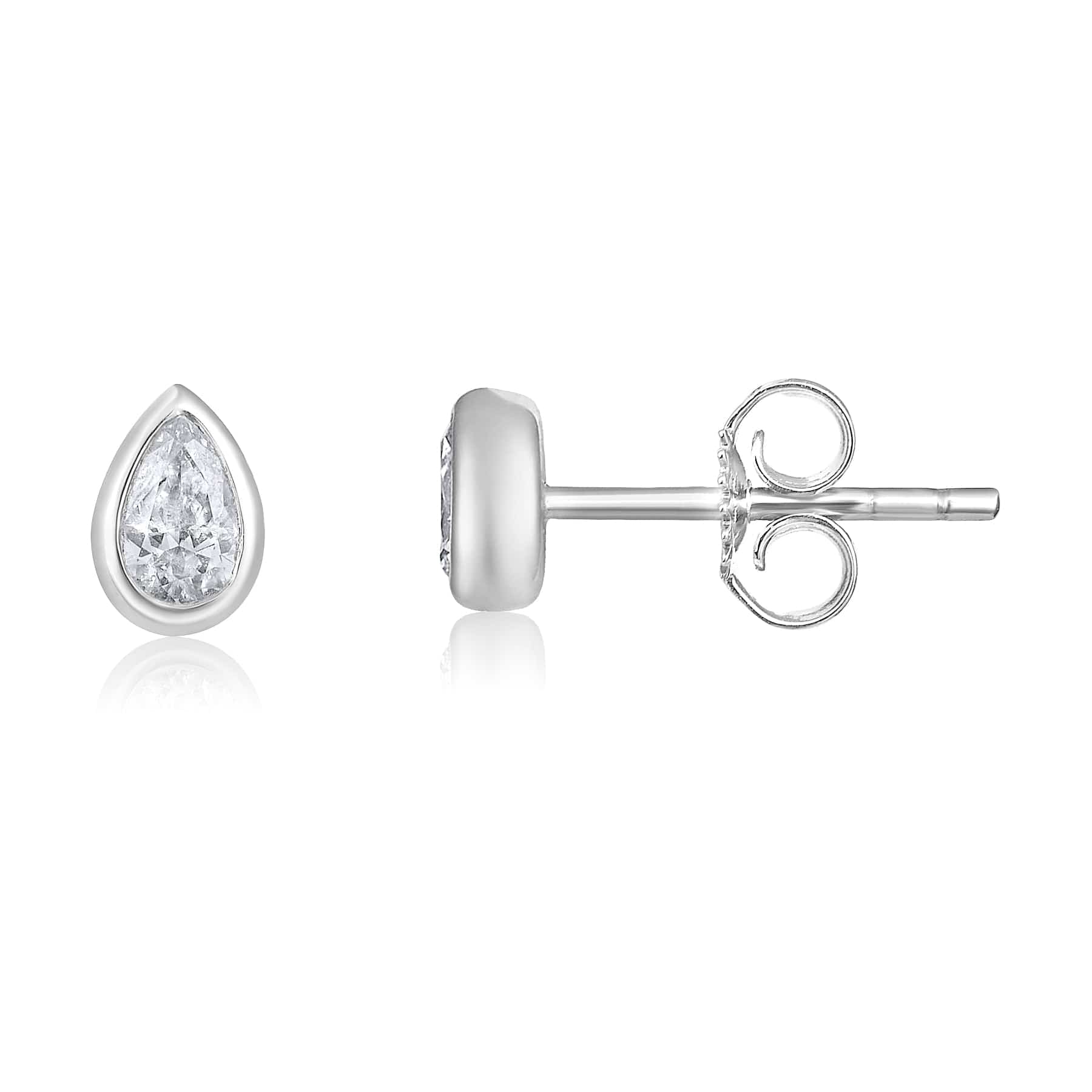 CLA EARRINGS Bezel Set Pear Diamond Studs