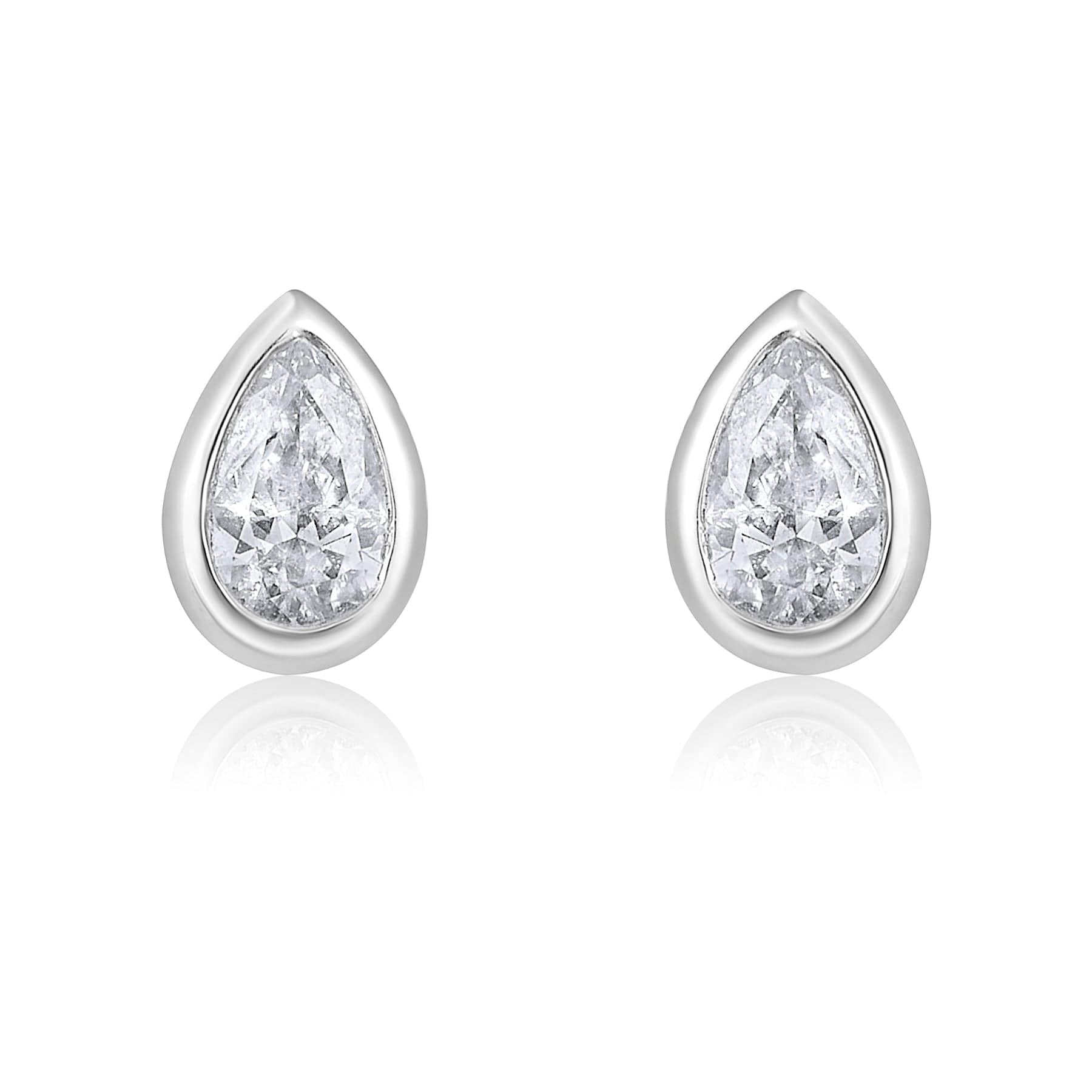 CLA EARRINGS Bezel Set Pear Diamond Studs