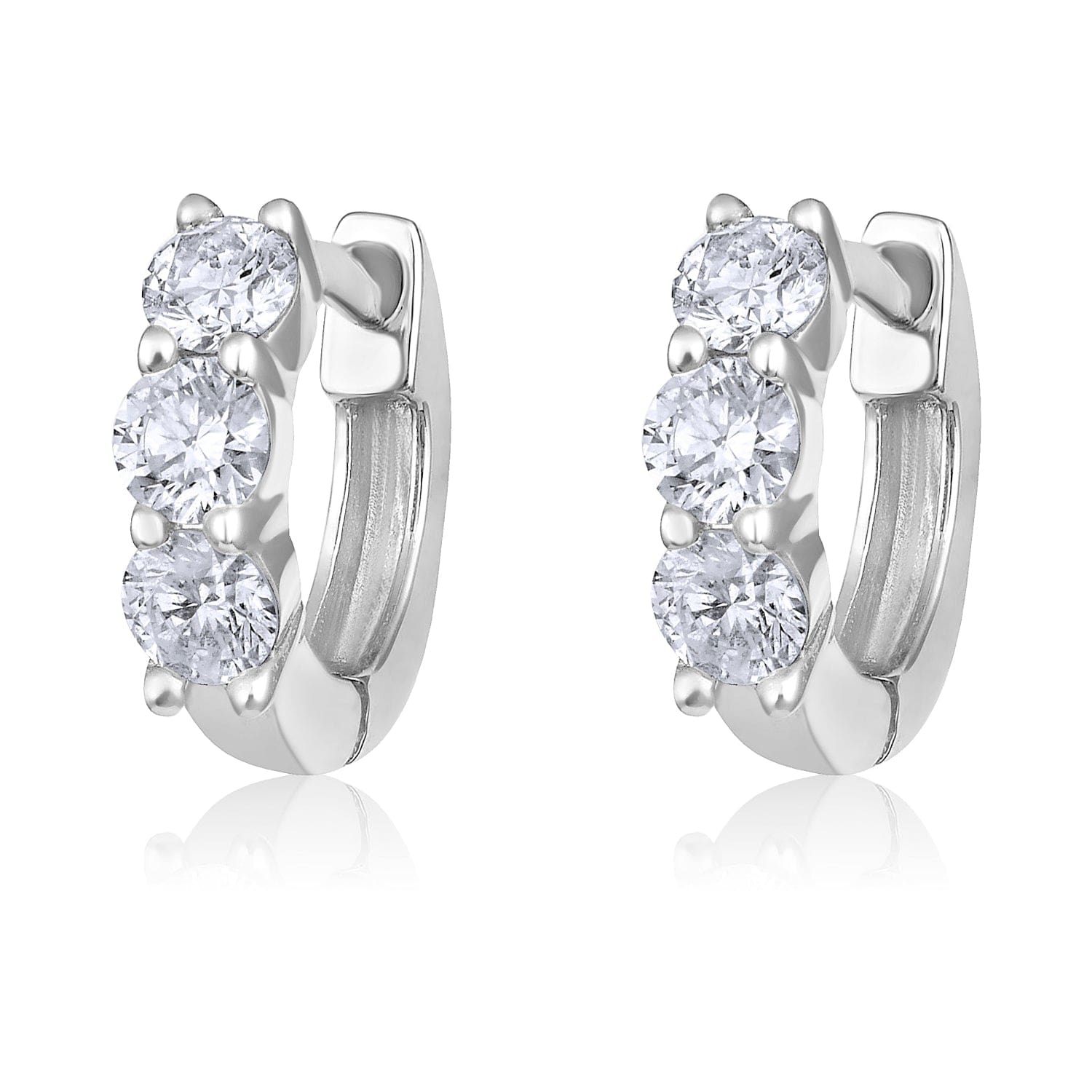 CLA EARRINGS Chunky Three Diamond Yellow Gold Huggie Earrings