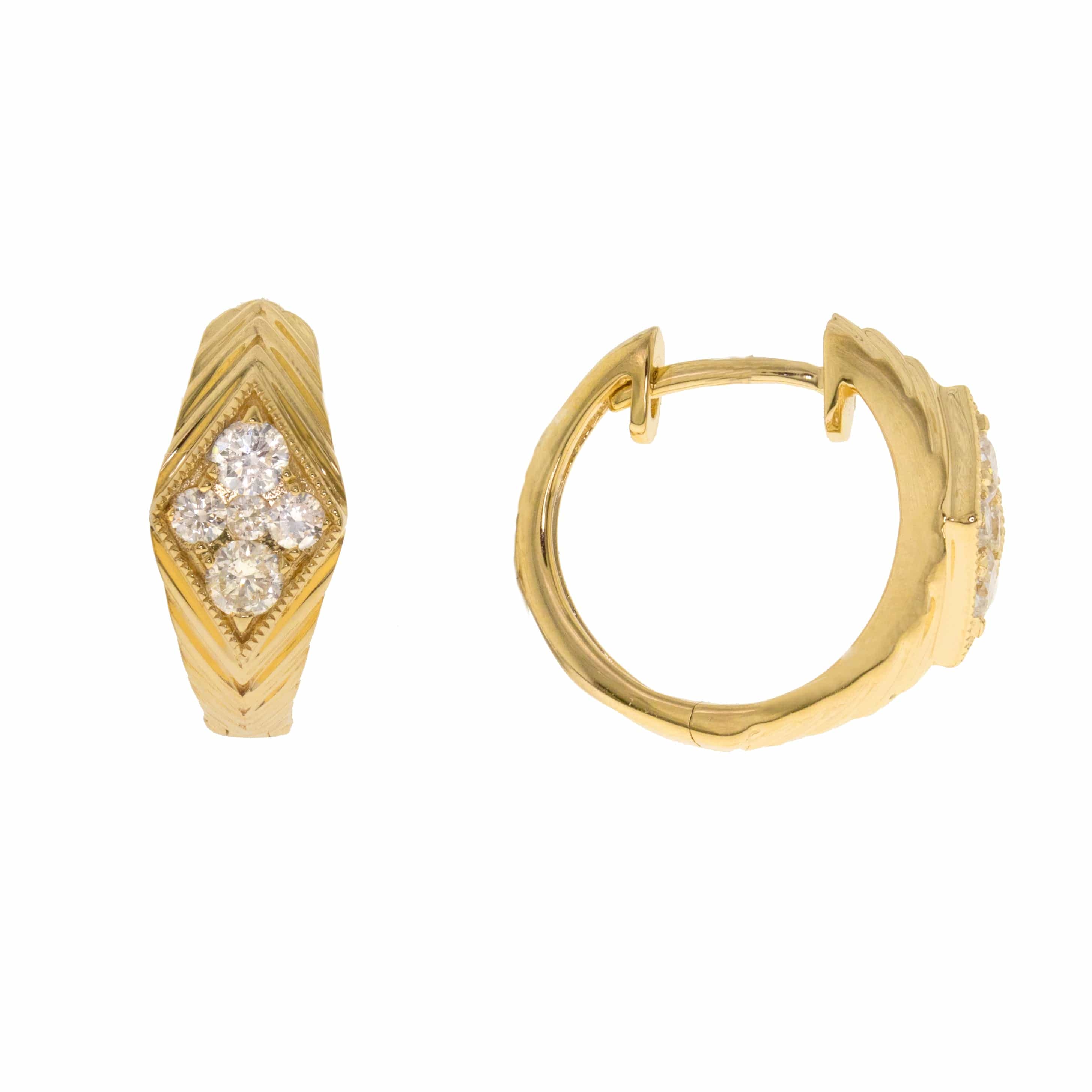 CLA EARRINGS Diamond Cluster Huggie Earrings in 14K Yellow Gold