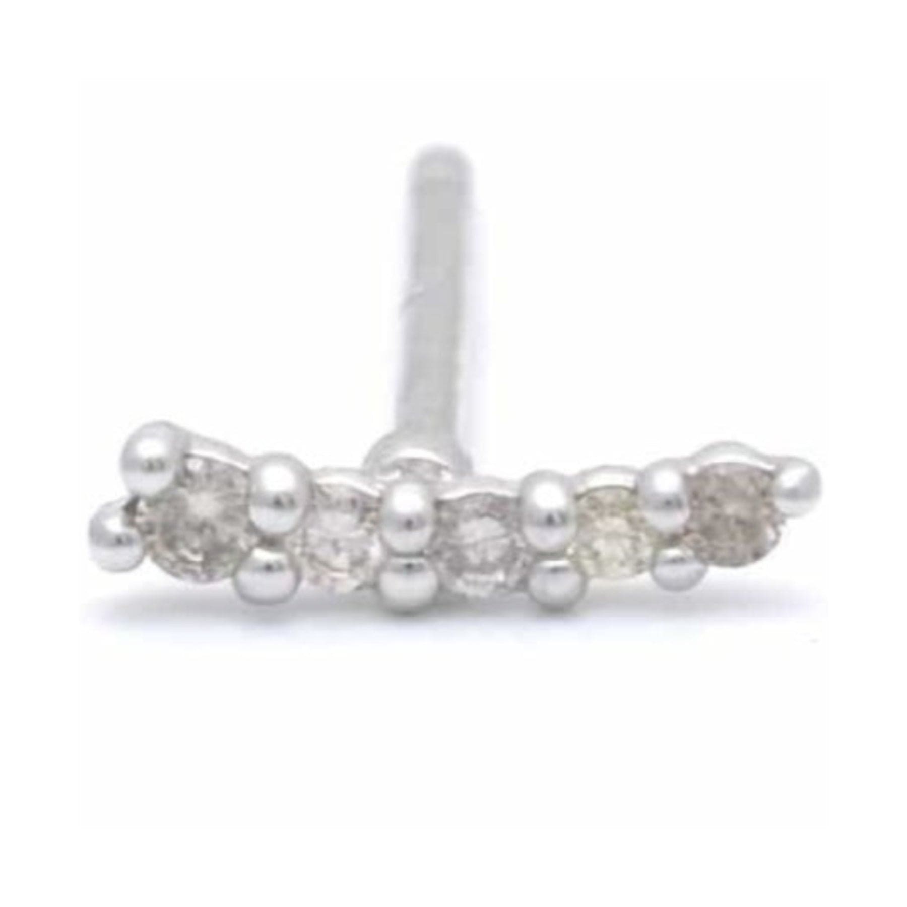 CLA EARRINGS Diamond Curved White Gold Bar Stud