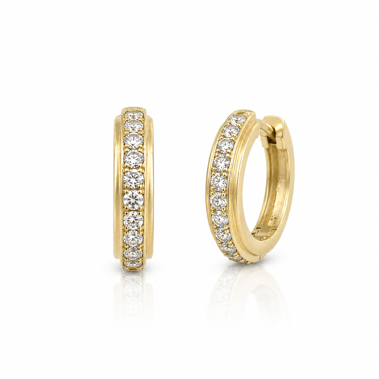 Curated Los Angeles EARRINGS Diamond Double-Ridge Huggie Earrings