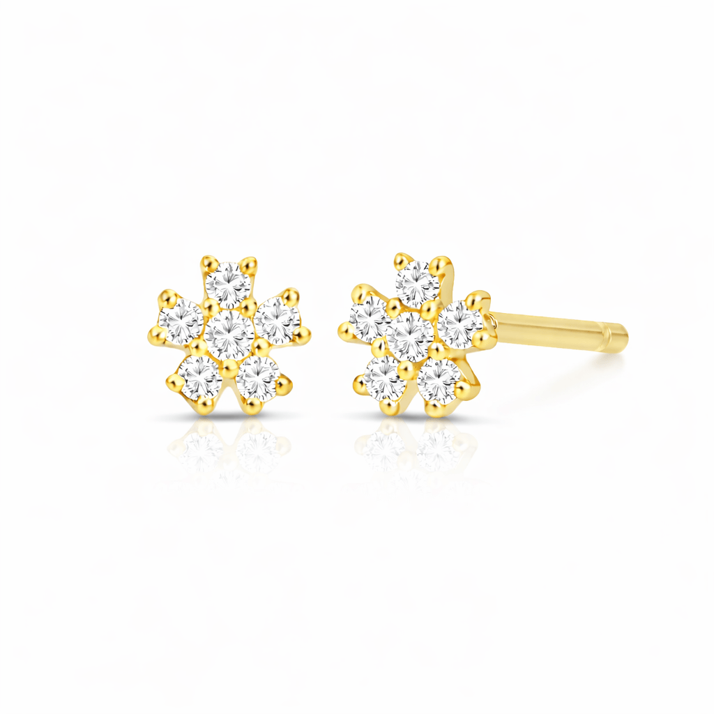 Curated Los Angeles EARRINGS Diamond Five Petal Flower Stud Earrings