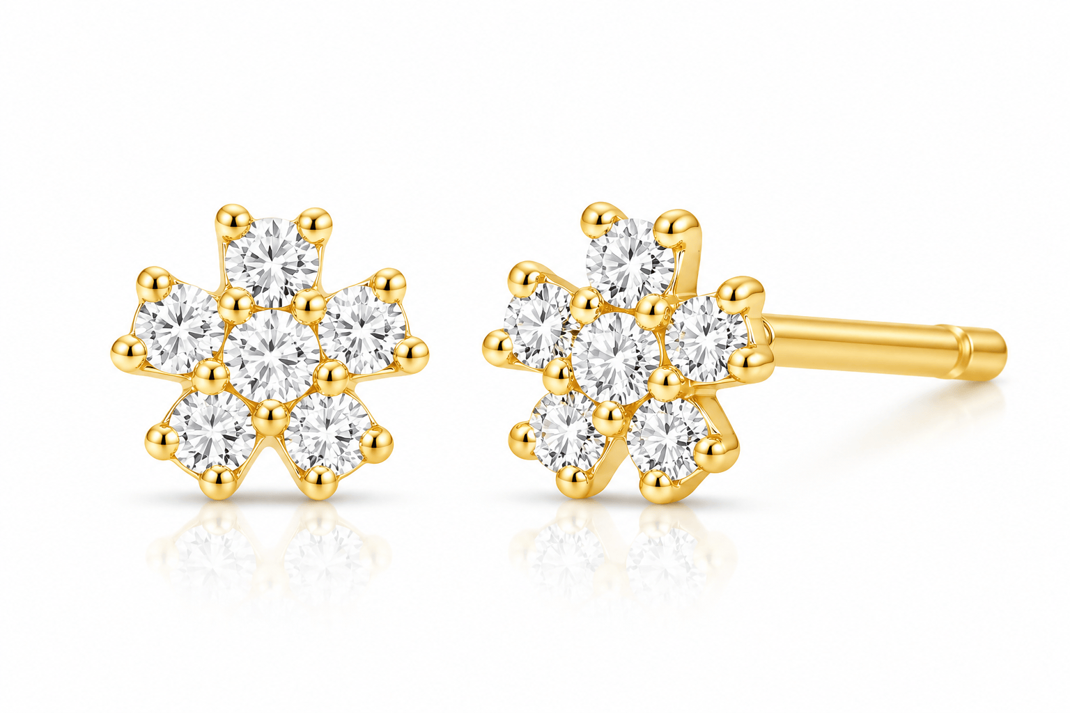 Curated Los Angeles EARRINGS Diamond Five Petal Flower Stud Earrings