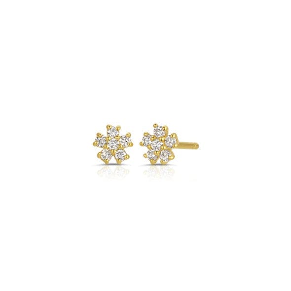 Curated Los Angeles EARRINGS Diamond Five Petal Flower Stud Earrings