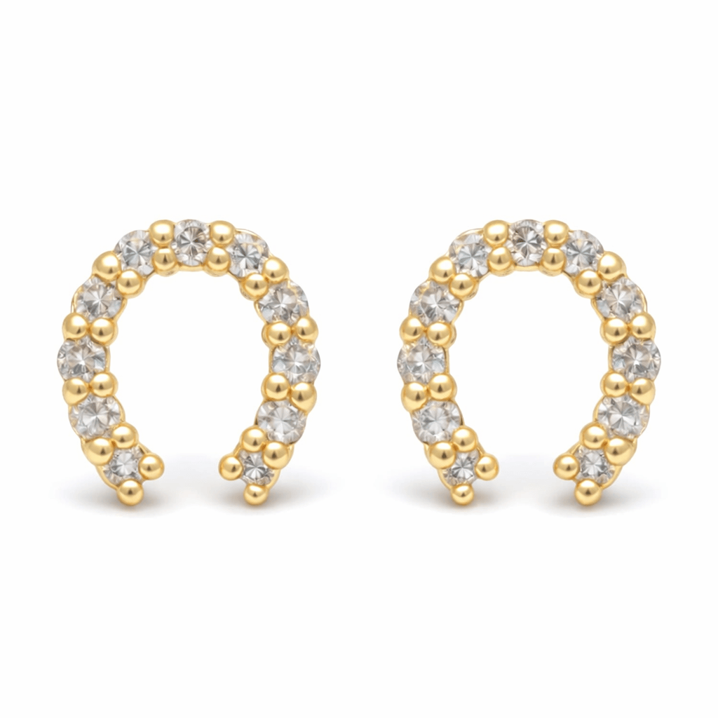 CLA EARRINGS Diamond Horseshoe Yellow Gold Studs