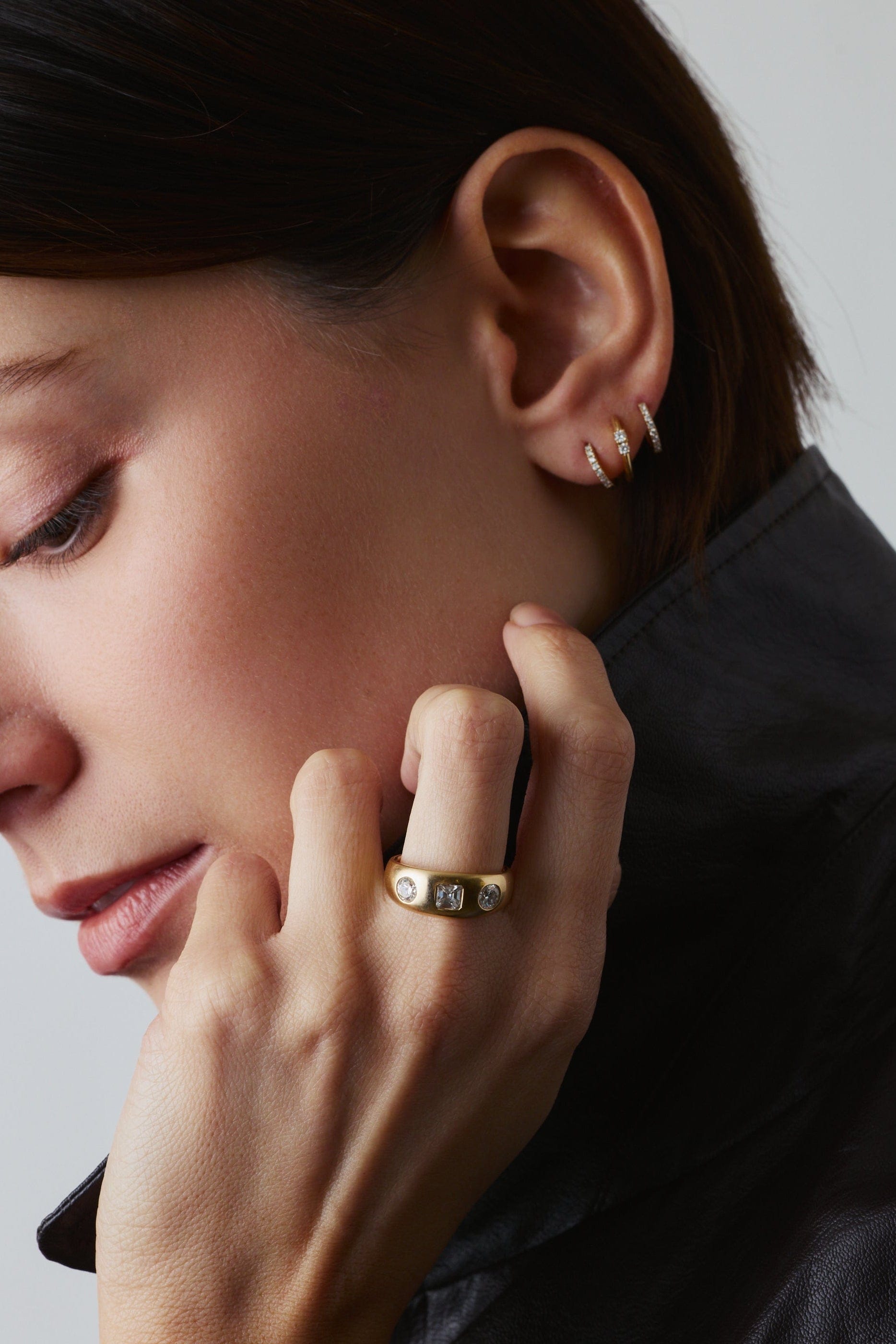 FADE TO BLACK STUDIO EARRINGS Diamond Huggie Hoops