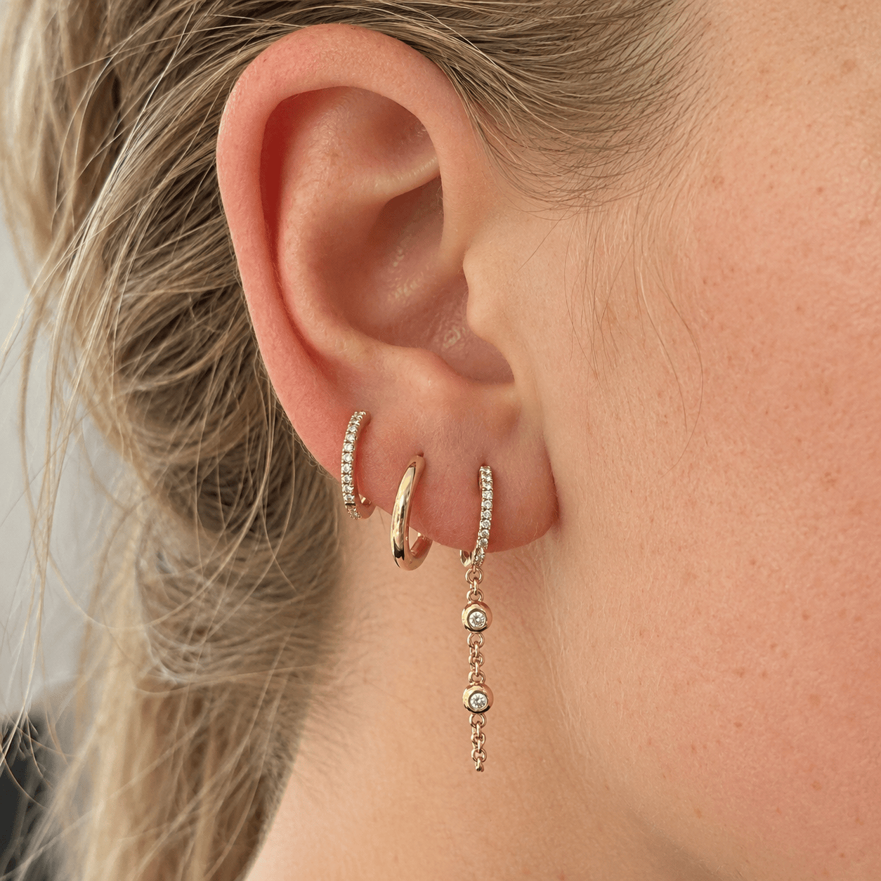 FADE TO BLACK STUDIO EARRINGS Diamond Huggie Hoops