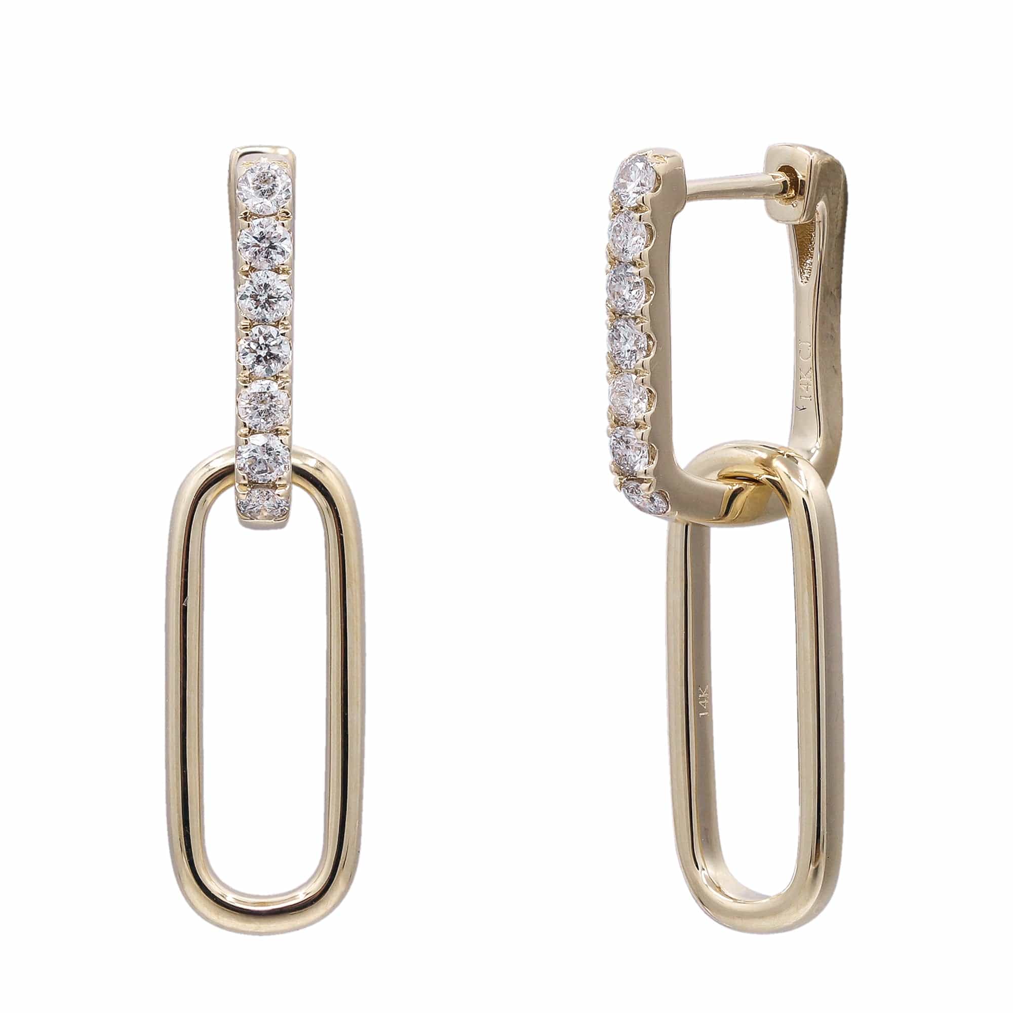 CLA EARRINGS Diamond Link Drop Earrings in 14K Yellow Gold