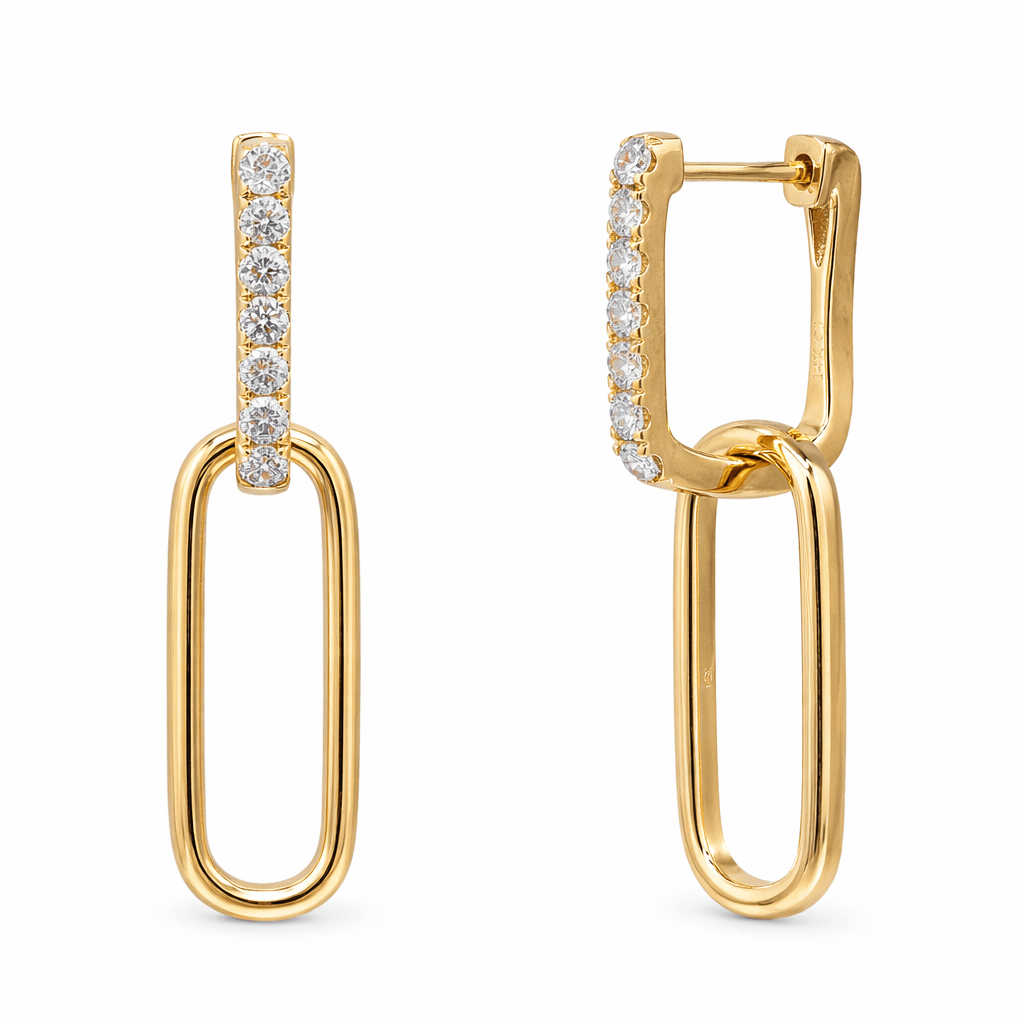 CLA EARRINGS Diamond Link Drop Earrings in 14K Yellow Gold