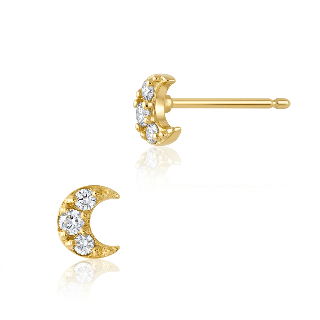 Curated Los Angeles Earrings Diamond Moon Studs