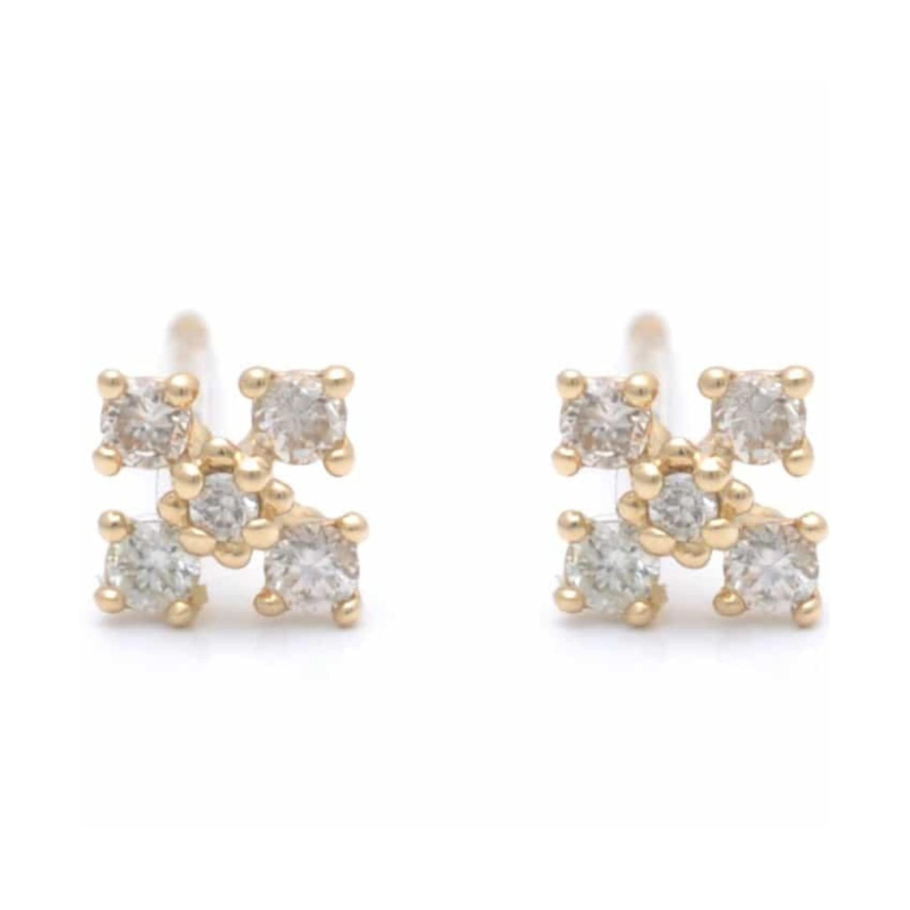 CLA EARRINGS Diamond Occitan Cross Yellow Gold Studs