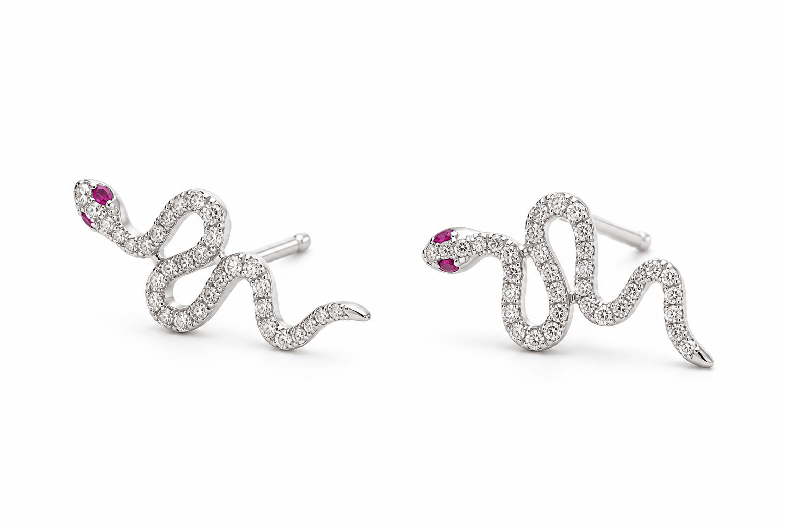 Amazing Grace EARRINGS Diamond Slithering Snake Ruby Eye Studs