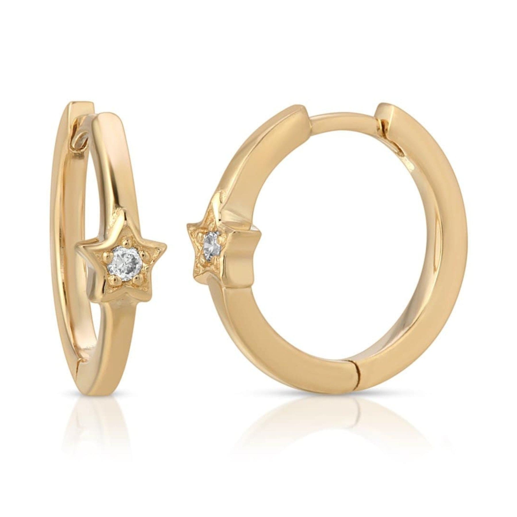 CLA EARRINGS Diamond Star Yellow Gold Huggies