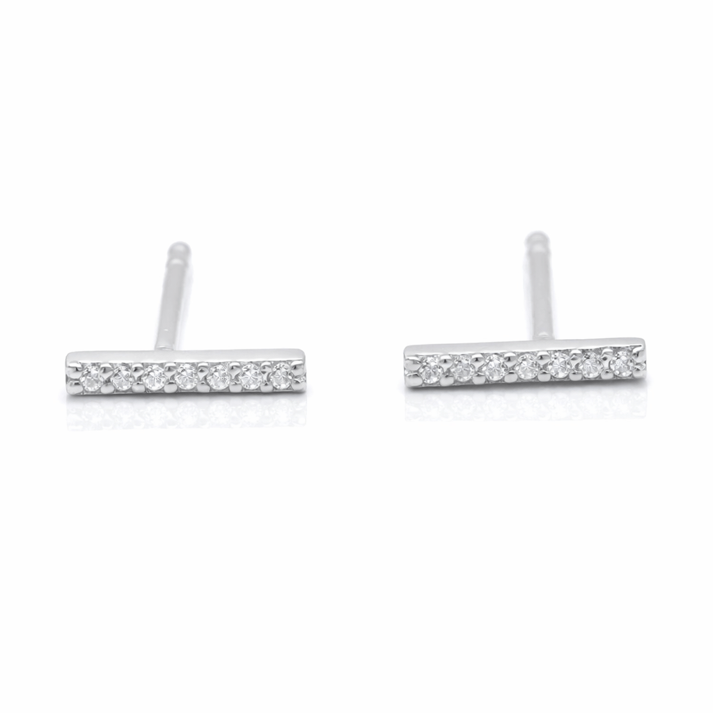 CLA EARRINGS Diamond White Gold Pave Bar Suds