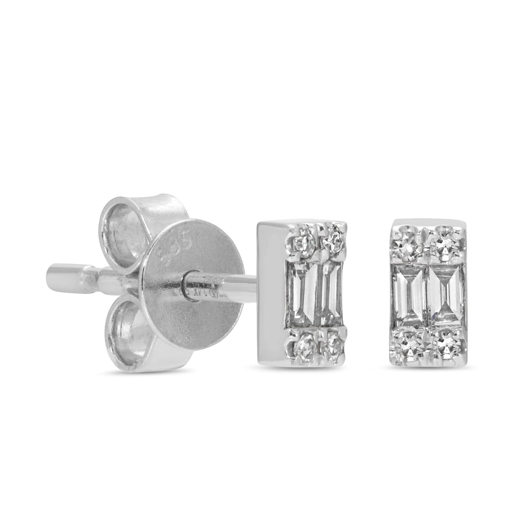 Curated Los Angeles EARRINGS Double Baguette Diamond Studs