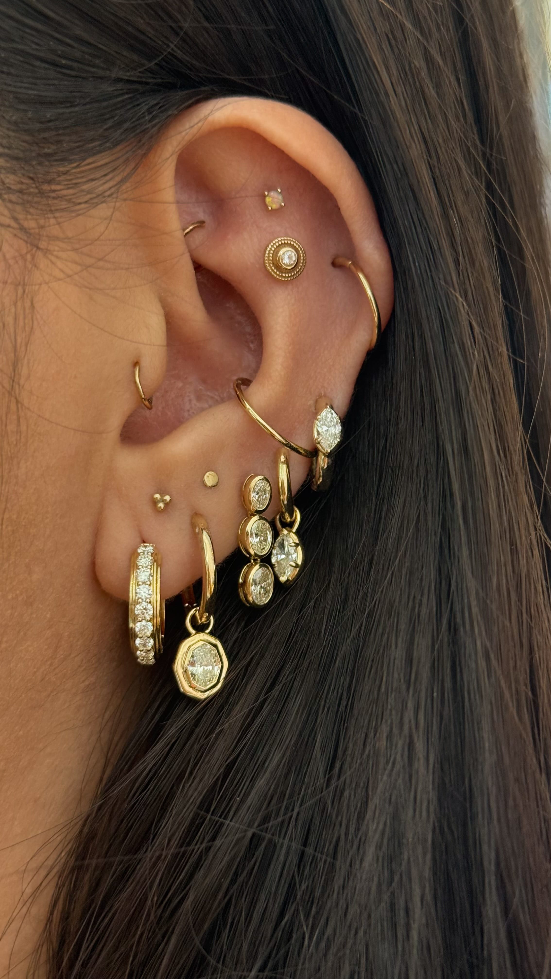 Curated Los Angeles EARRINGS Double Bezel Diamond Huggie Earrings