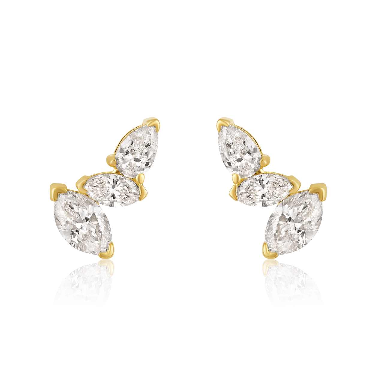 Curated Los Angeles EARRINGS Double Marquise Pear Diamond Stud Earrings