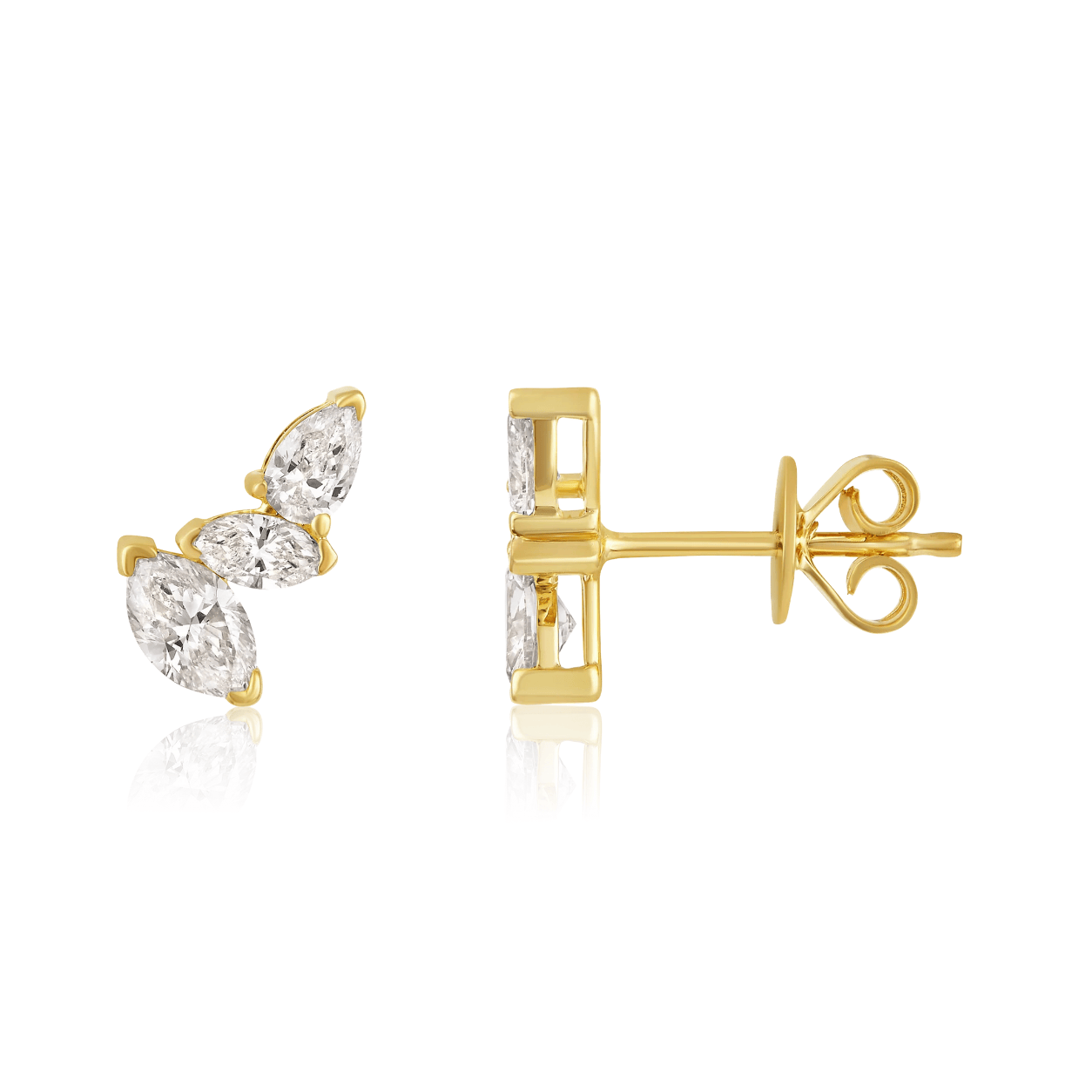 Curated Los Angeles EARRINGS Double Marquise Pear Diamond Stud Earrings