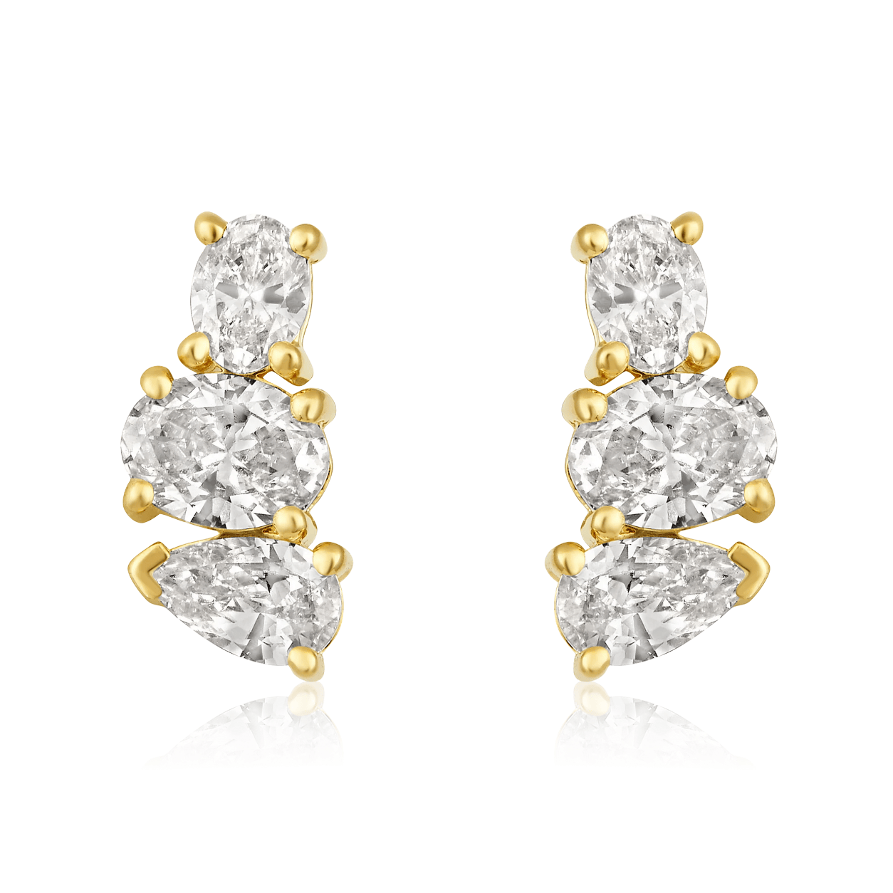 Curated Los Angeles EARRINGS Double Oval Pear Diamond Stud Earrings