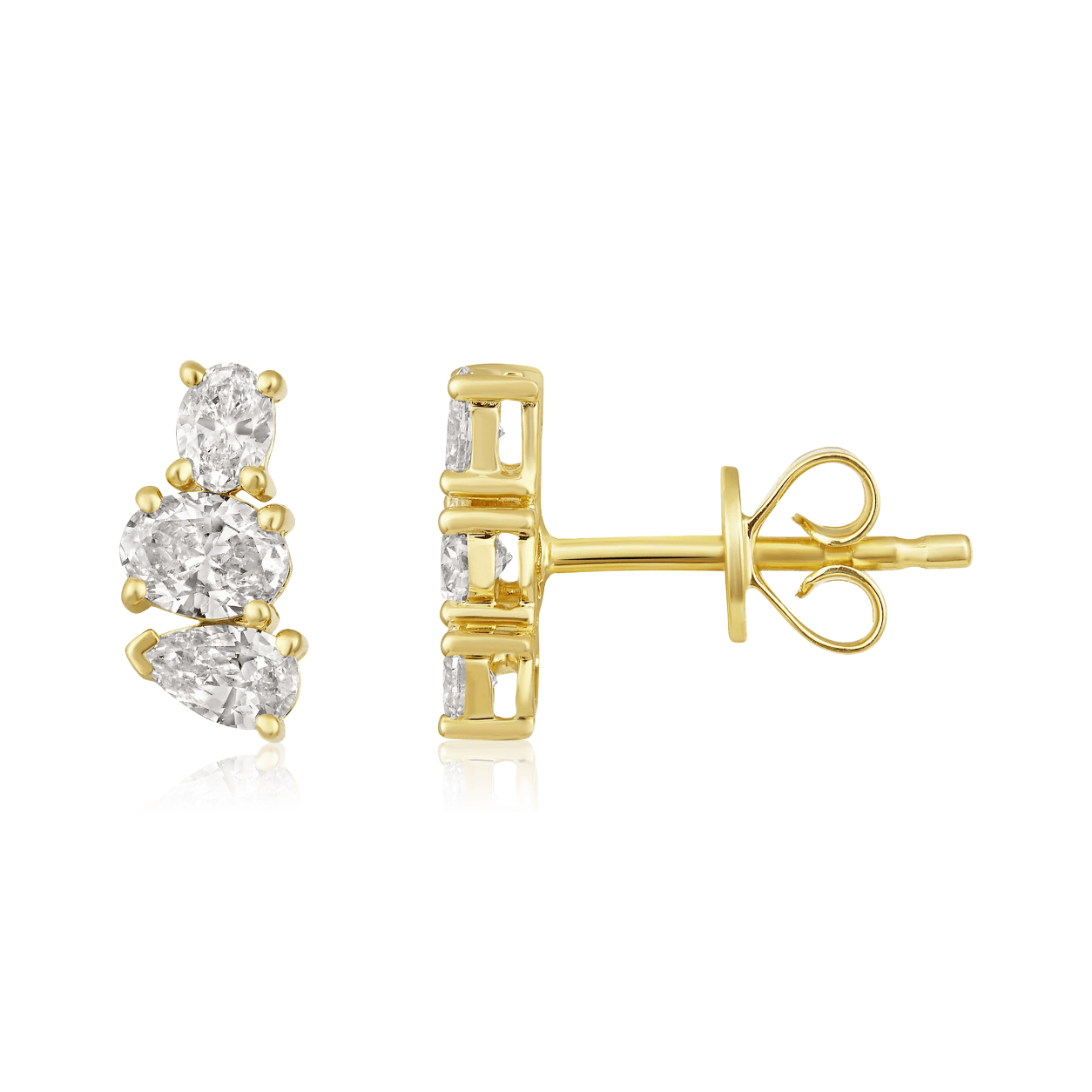 Curated Los Angeles EARRINGS Double Oval Pear Diamond Stud Earrings