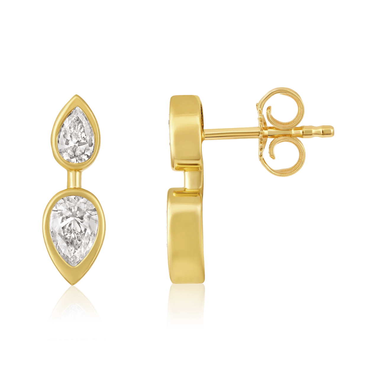 Curated Los Angeles EARRINGS Double Pear Diamond Bezel Stud Earrings
