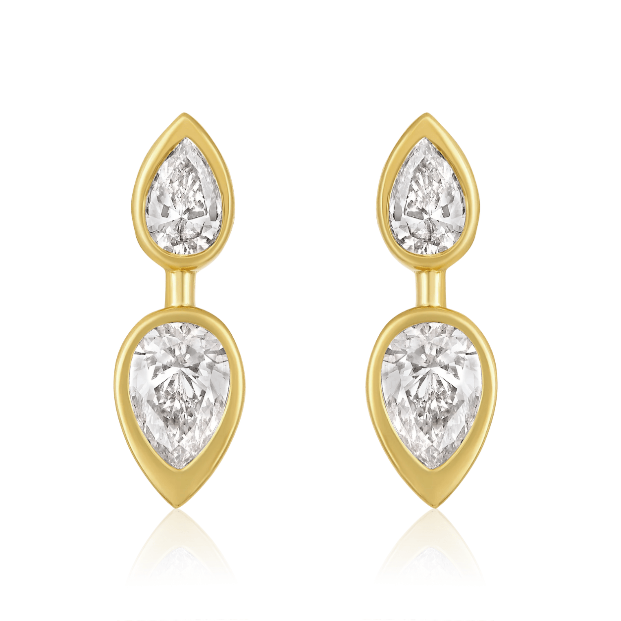 Curated Los Angeles EARRINGS Double Pear Diamond Bezel Stud Earrings
