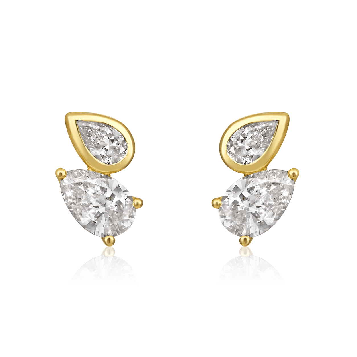 Curated Los Angeles EARRINGS Double Pear Diamond Stud Earrings